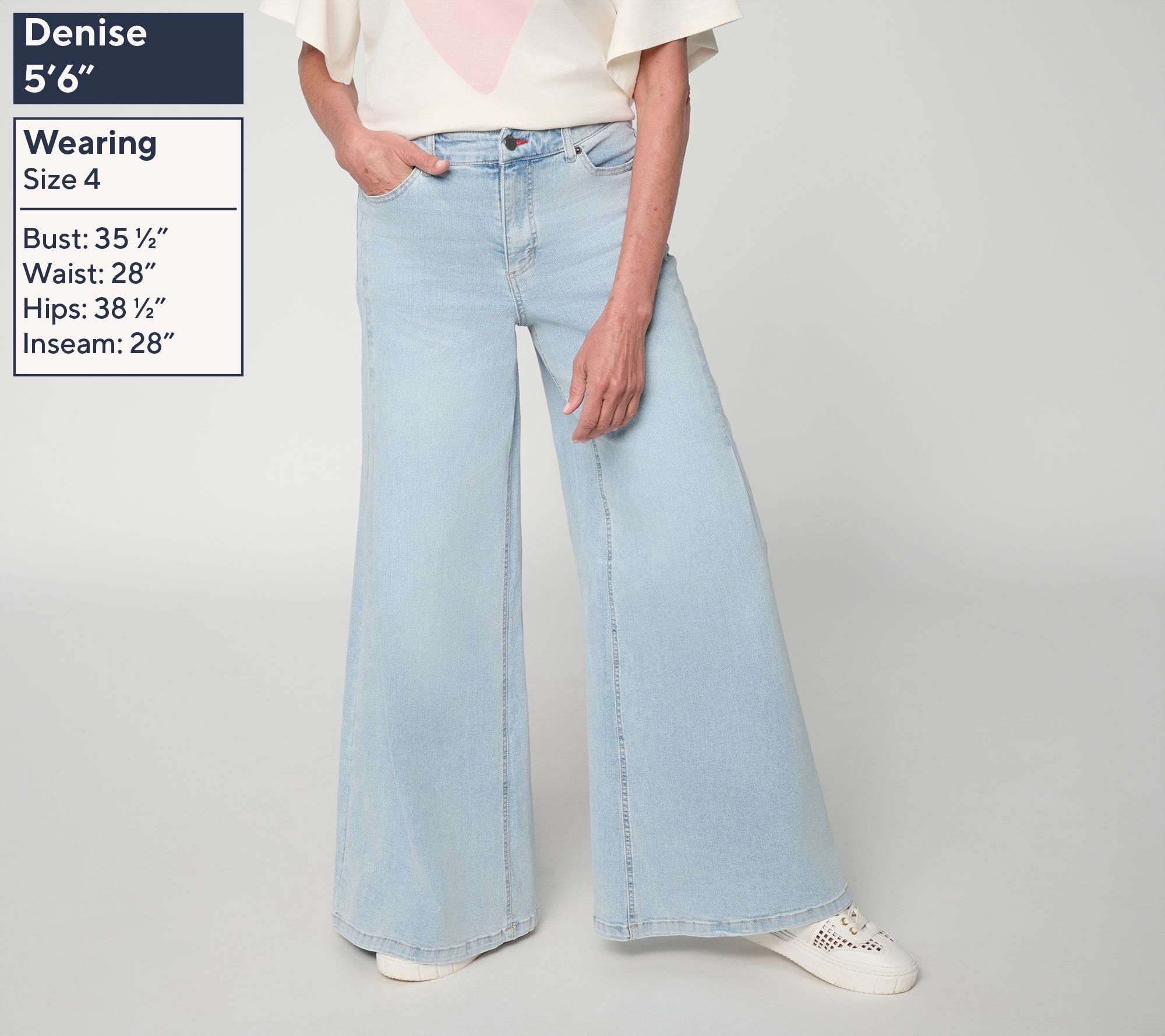 Peace Love World Full Length Side Pleat Wide Leg Denim - QVC.com