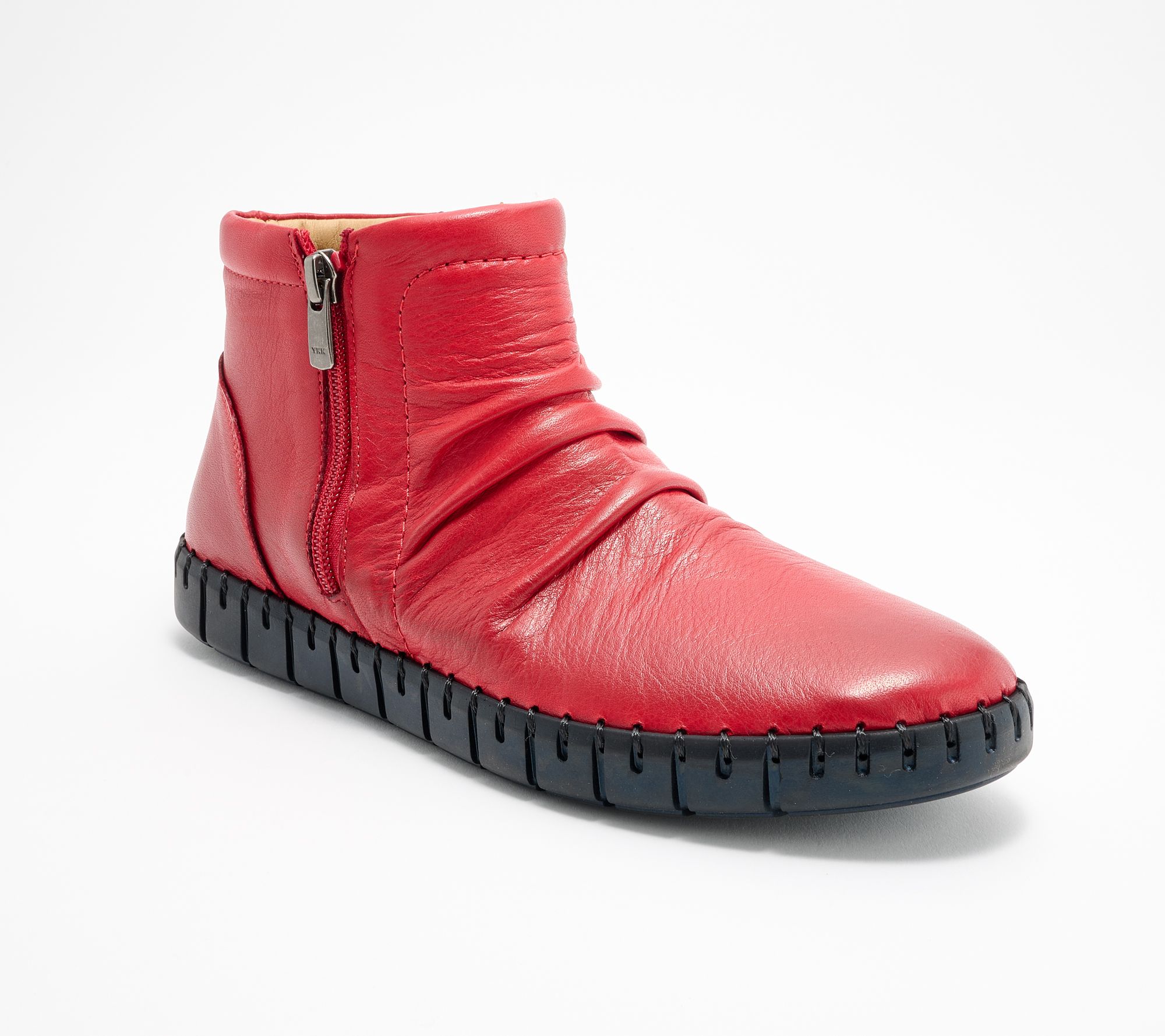 "As Is" Miz Mooz Leather Ruched Ankle Boots- Mallorie