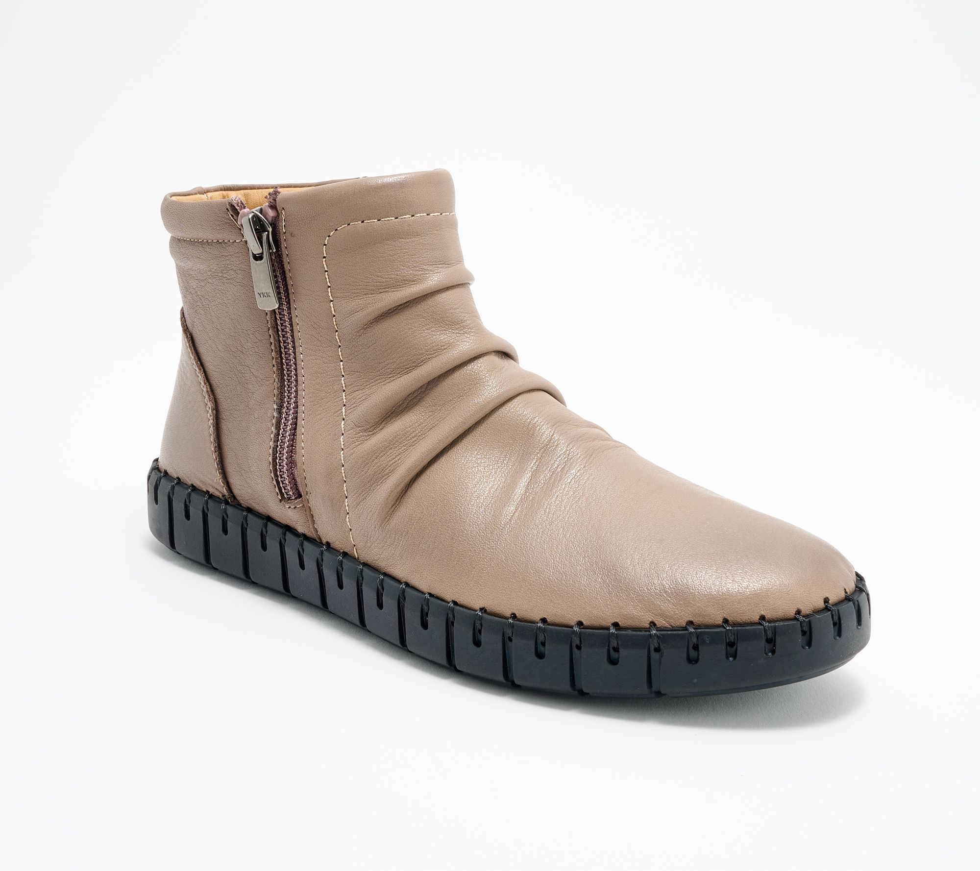 "As Is" Miz Mooz Leather Ruched Ankle Boots- Mallorie