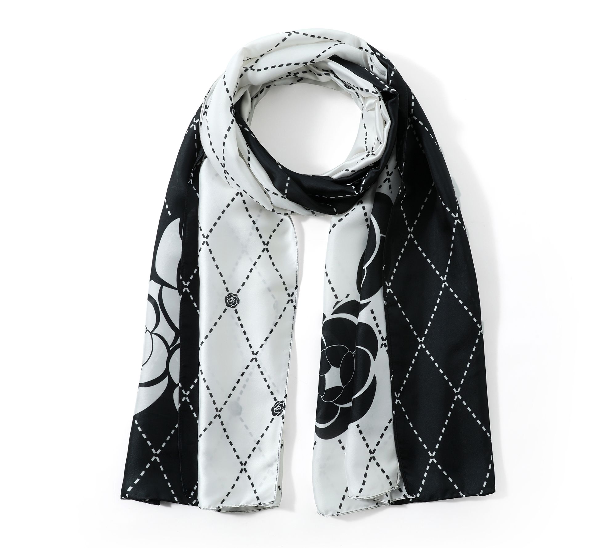 Youzey The Noir Blossom Faux Silk Women's Scarf35" x 70"