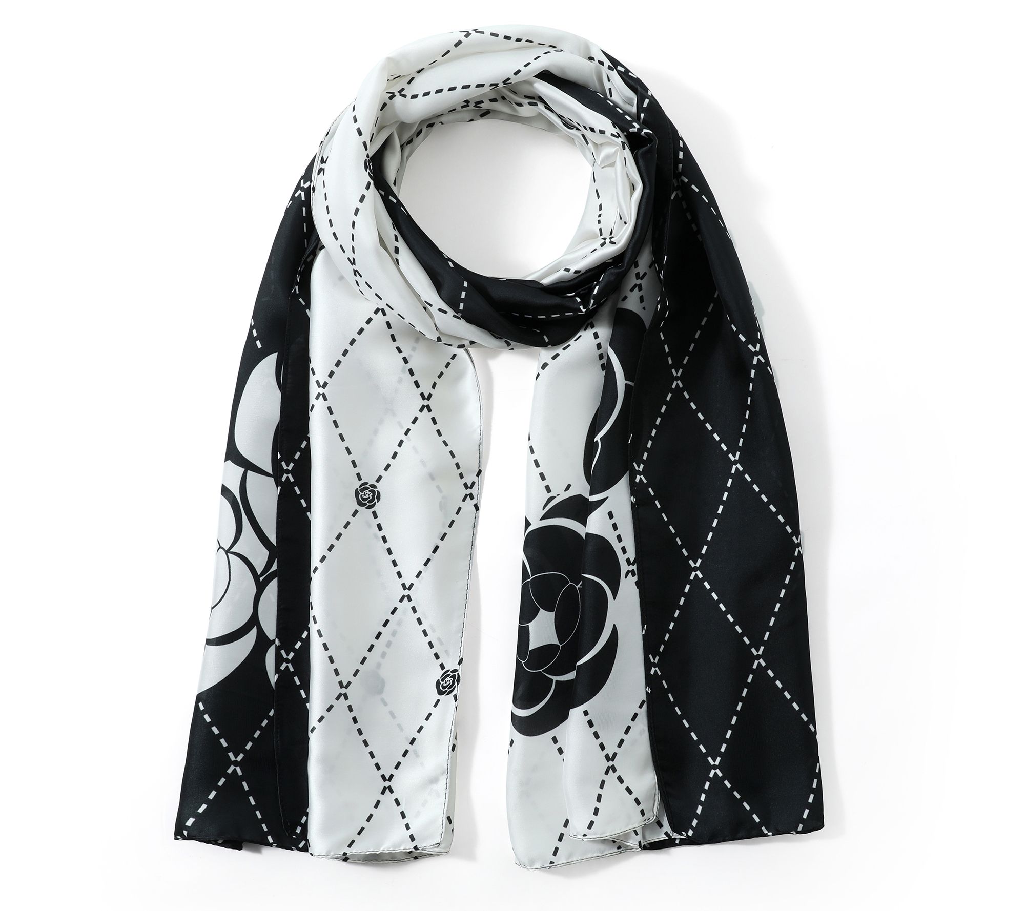 Youzey The Noir Blossom Faux Silk Women's Scarf35" x 70"