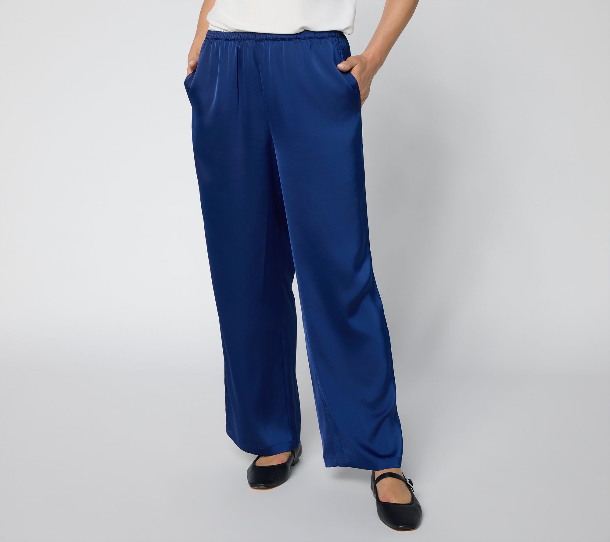 Peace Love World Regular Pull-On Satin Pants with Pockets