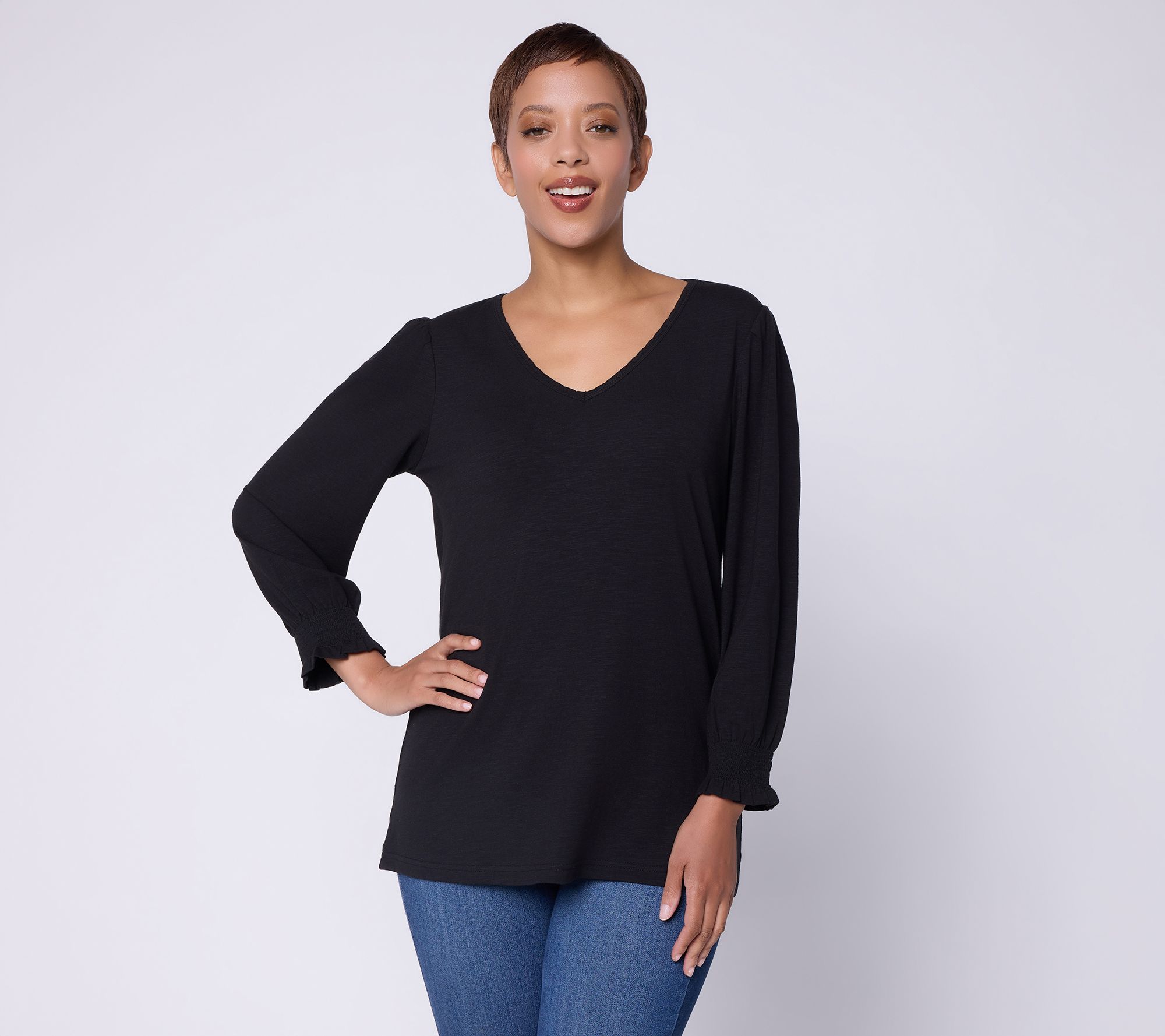 Ree by The Pioneer Woman Essentials Petite V Neck Tunic
