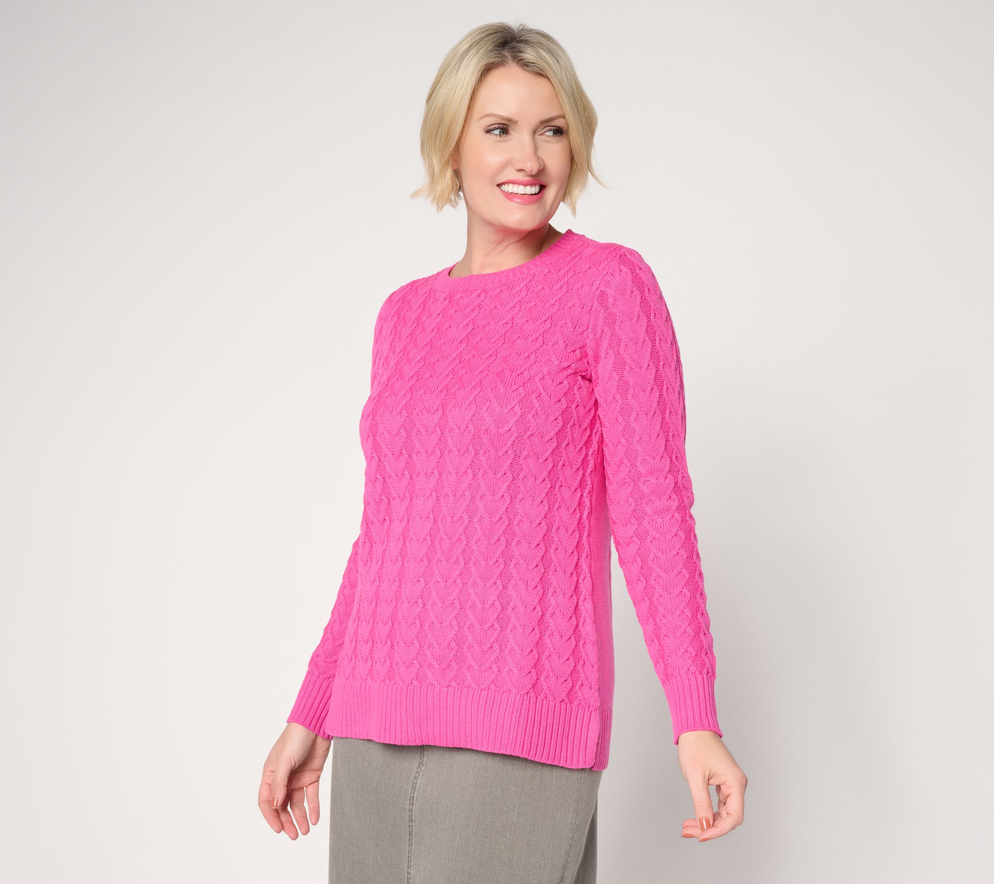 "As Is" Belle by Kim Gravel Links of Love Cabled Sweater