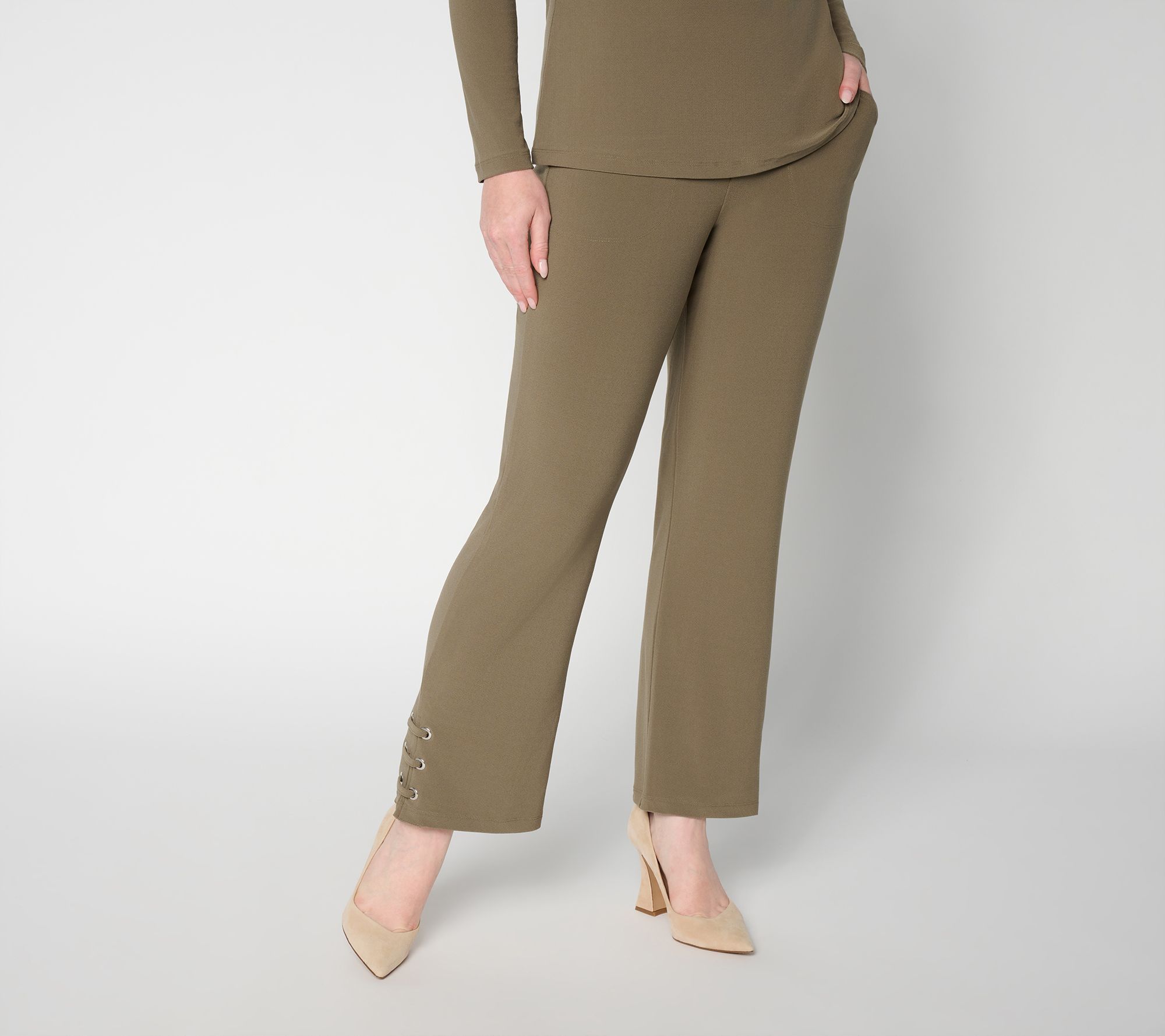 Women with Control Regular Straight Leg Moss Crepe Ankle Icon Pant