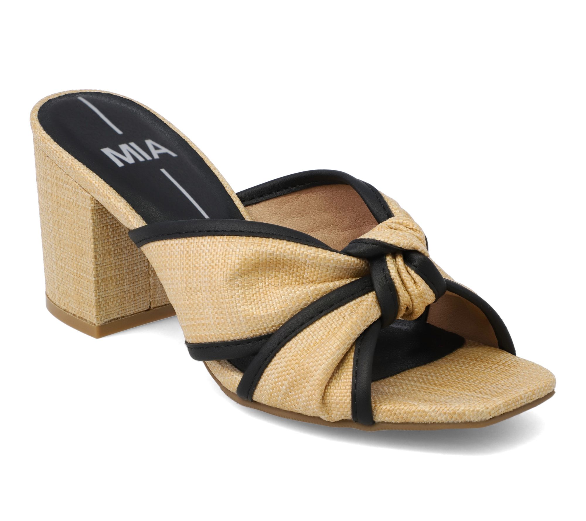 MIA Raffia Knotted Block Heel Sandals - Hania