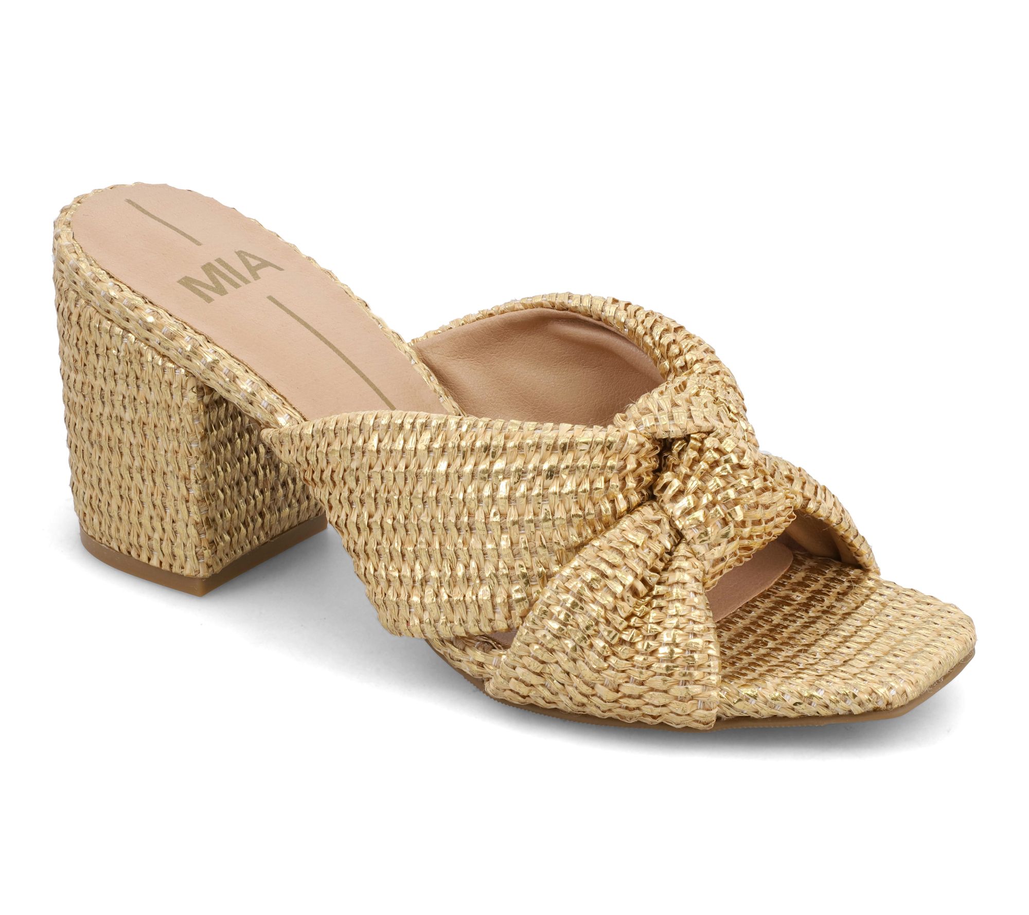MIA Raffia Knotted Block Heel Sandals - Hania