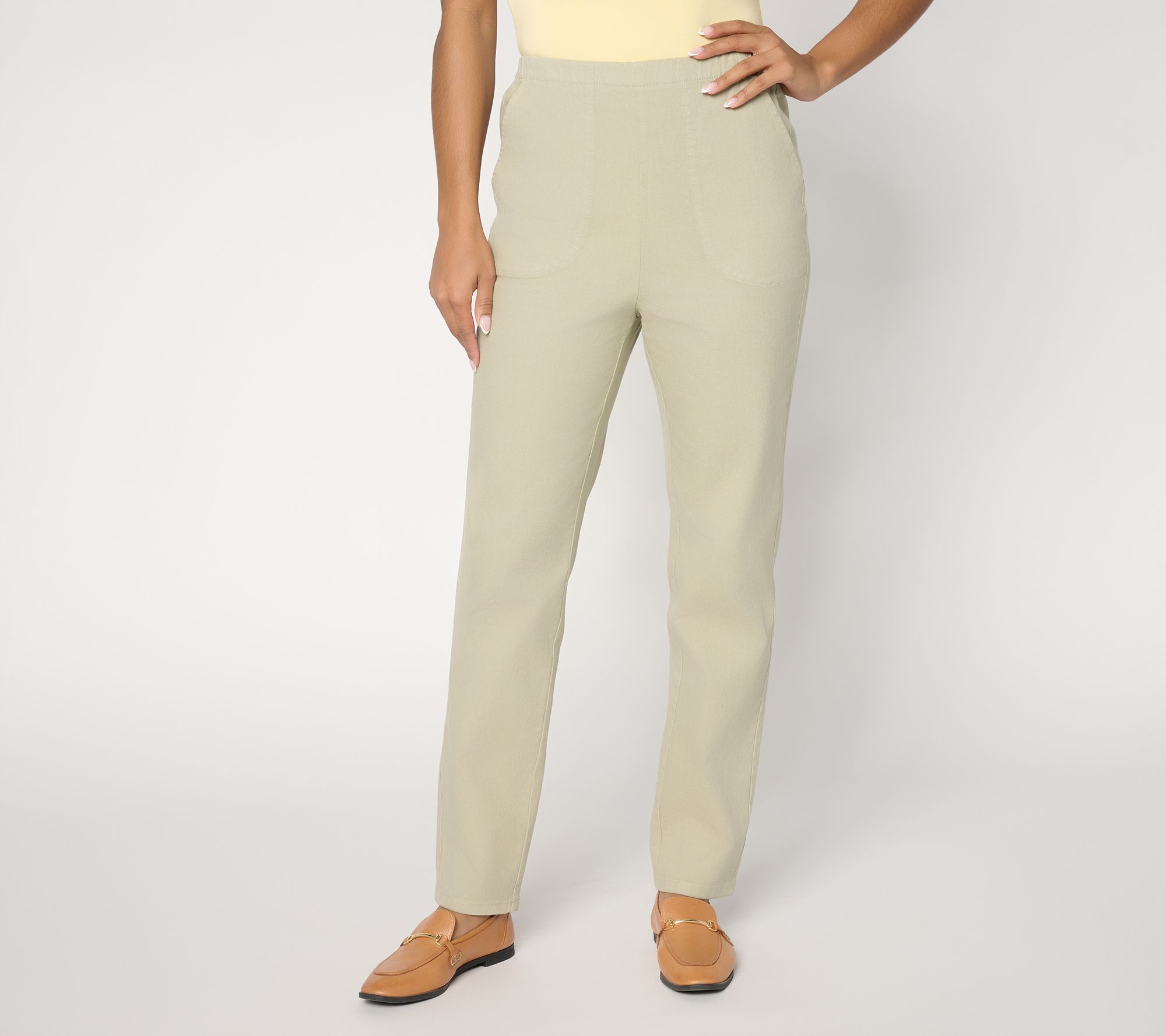 "As Is" Denim & Co. Tall Flat Front Denim Side Pocket Pant