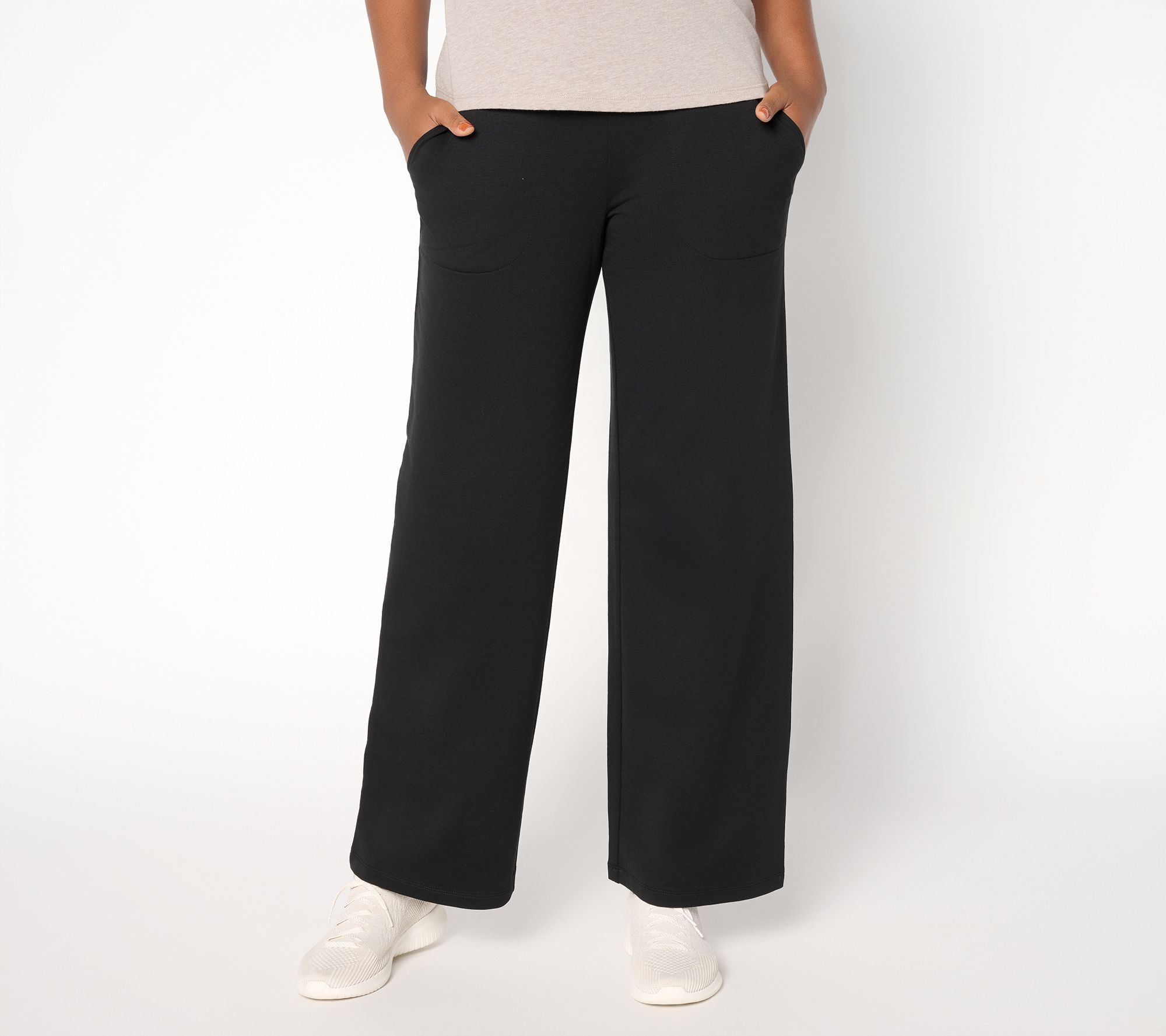 "As Is" Denim & Co. Active Pet French Terry Wide Leg Pants