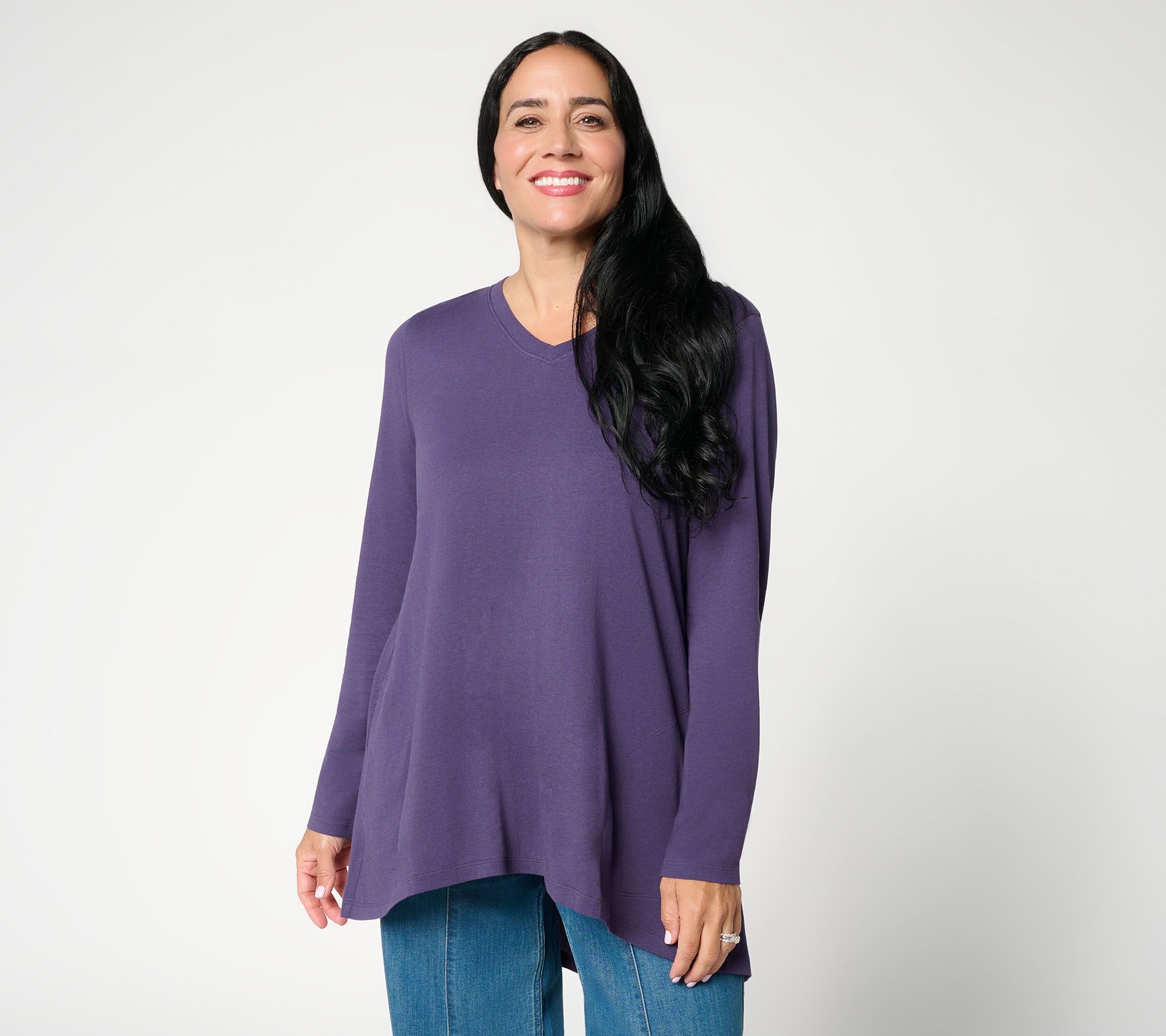 LOGO by Lori Goldstein Petite Tunic with Smocked Back