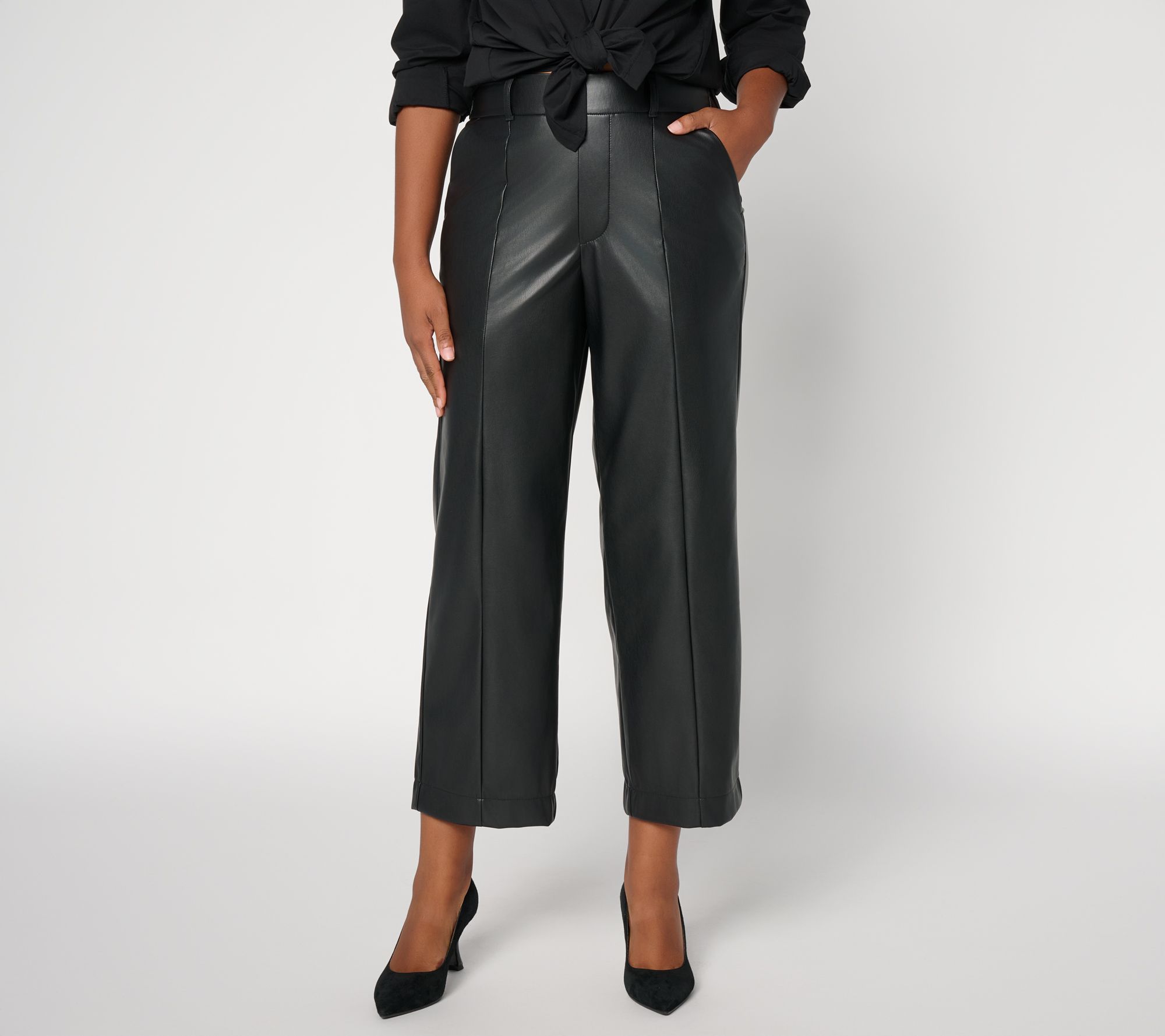 Me by Jennie Garth Petite Faux Leather Wide Leg Pants