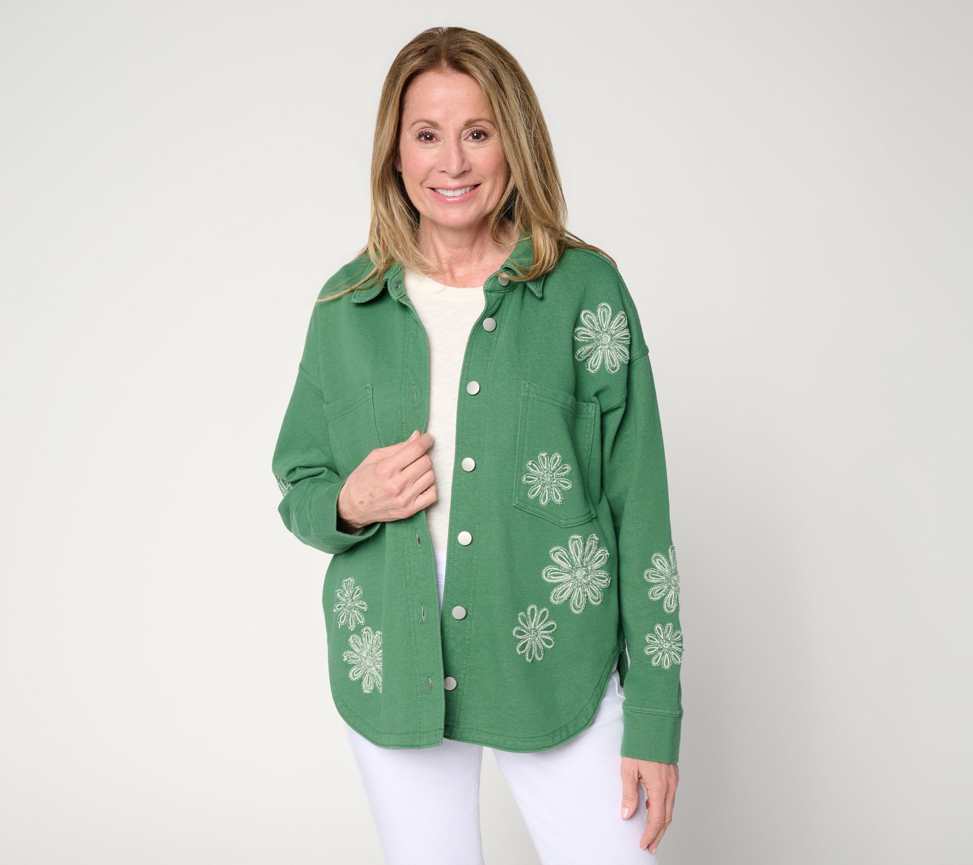 "As Is" Driftwood Jeans Cloud French Terry Bella Shacket- Daisy