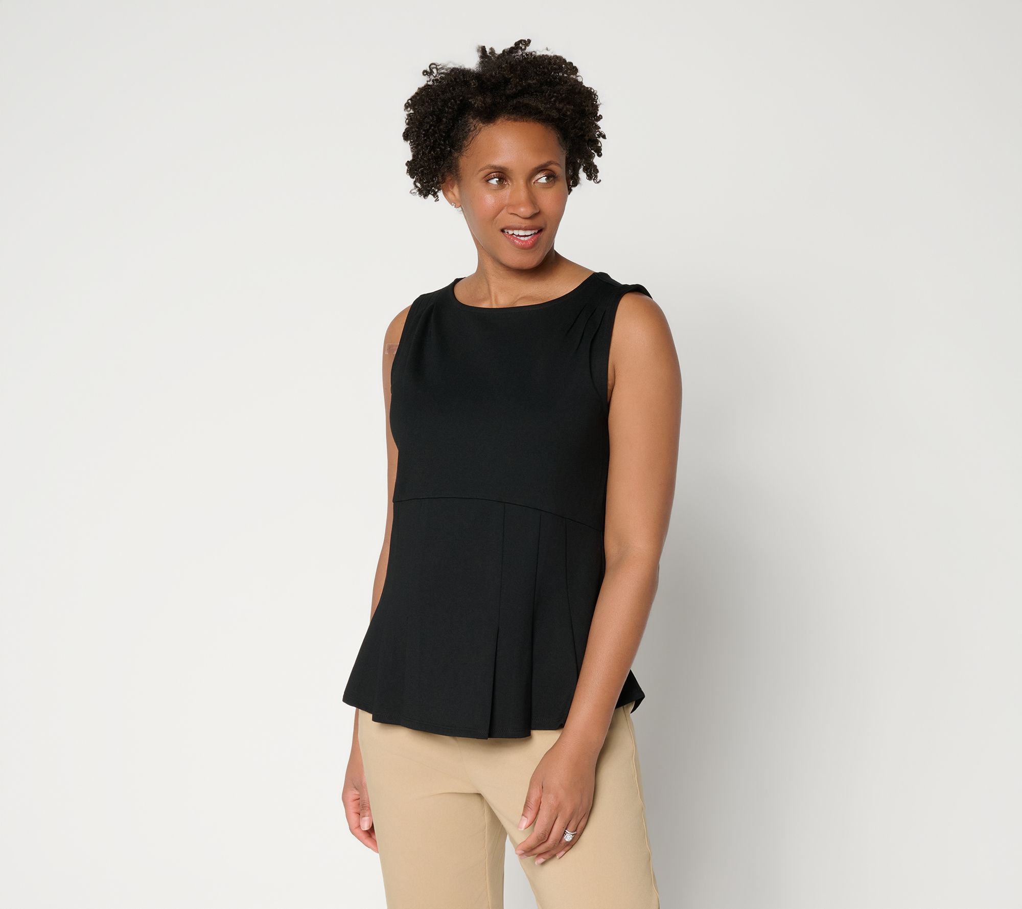 "As Is" by Stacy London Pleated Peplum Tank Top