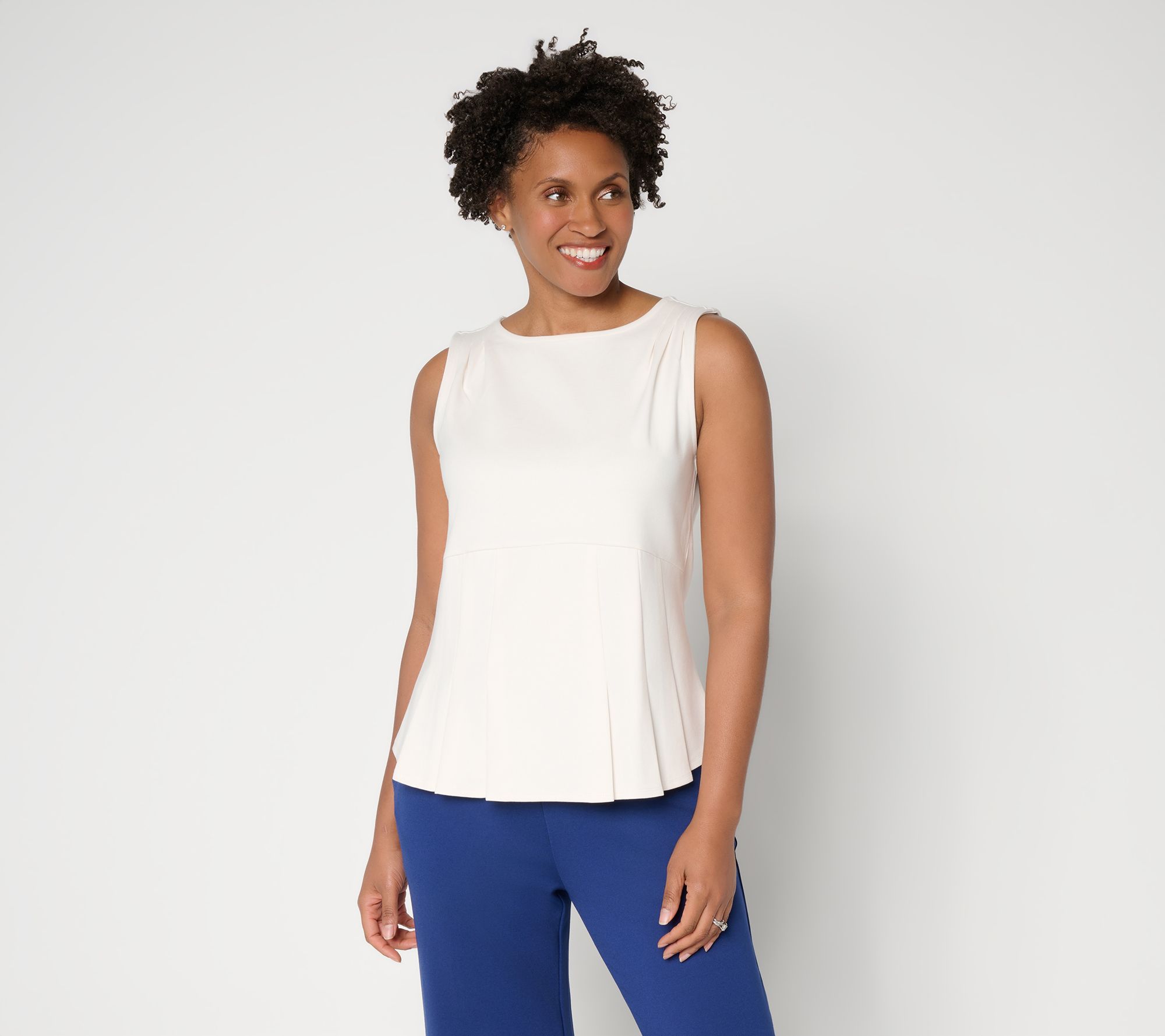 "As Is" by Stacy London Pleated Peplum Tank Top