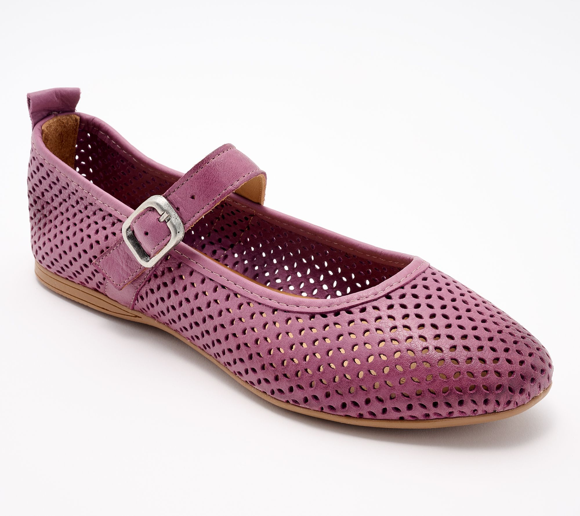 "As Is" Miz Mooz Adjustable Leather Perforated Mary Janes - Kai