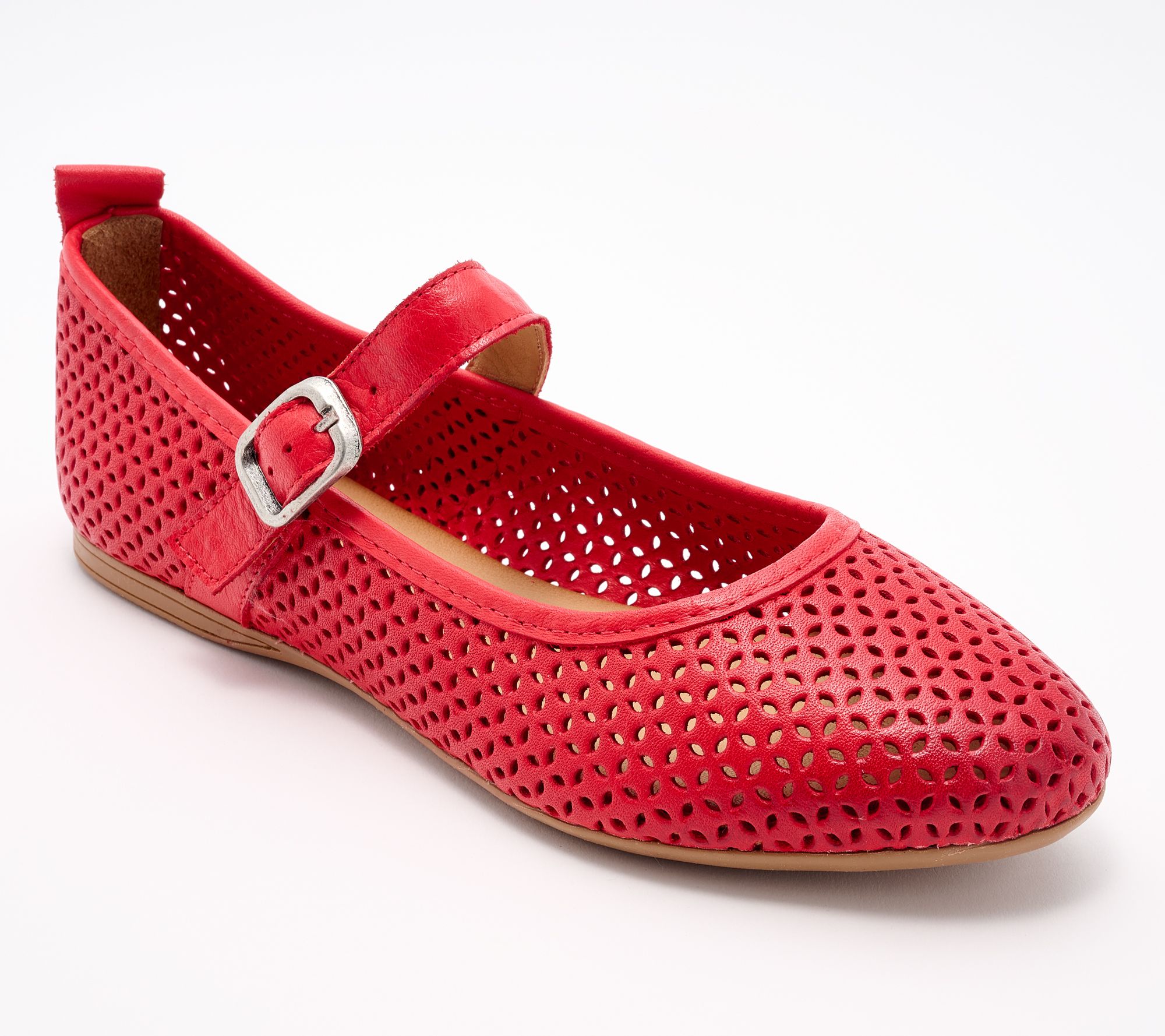 "As Is" Miz Mooz Adjustable Leather Perforated Mary Janes - Kai