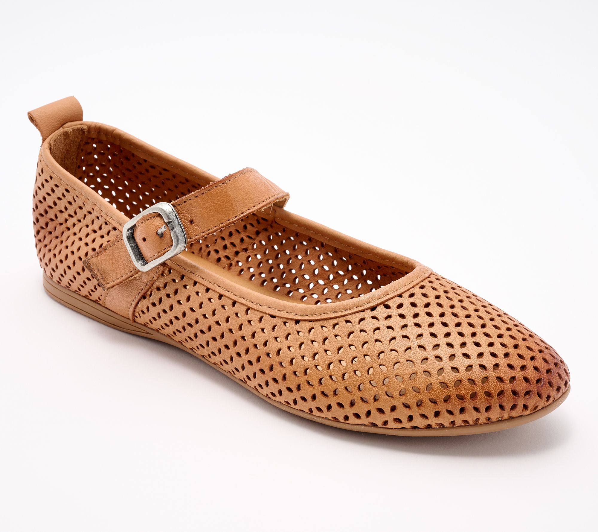 "As Is" Miz Mooz Adjustable Leather Perforated Mary Janes - Kai