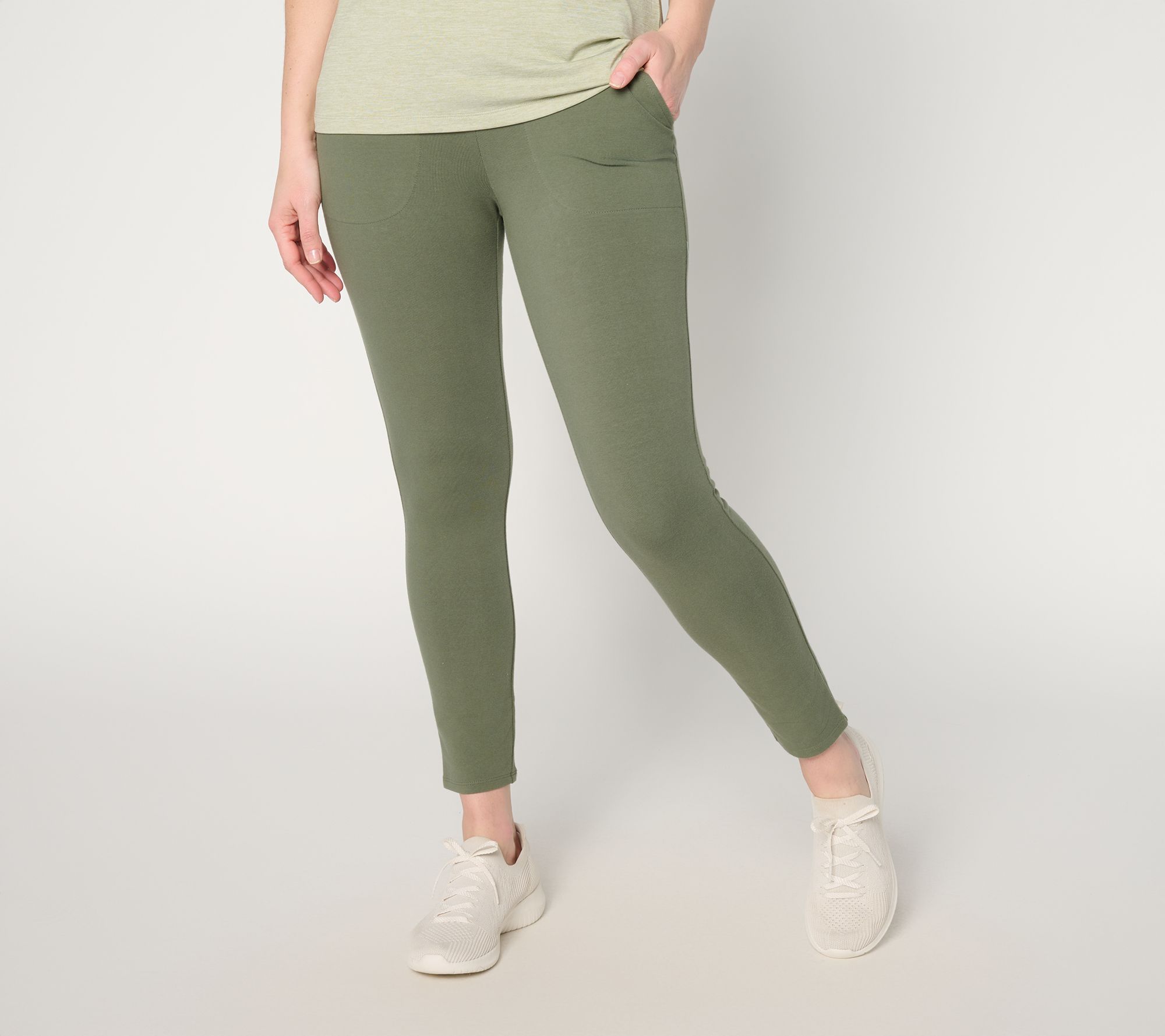 "As Is" Denim & Co. Active Reg Duo Stretch Slim Leg Crop Pants