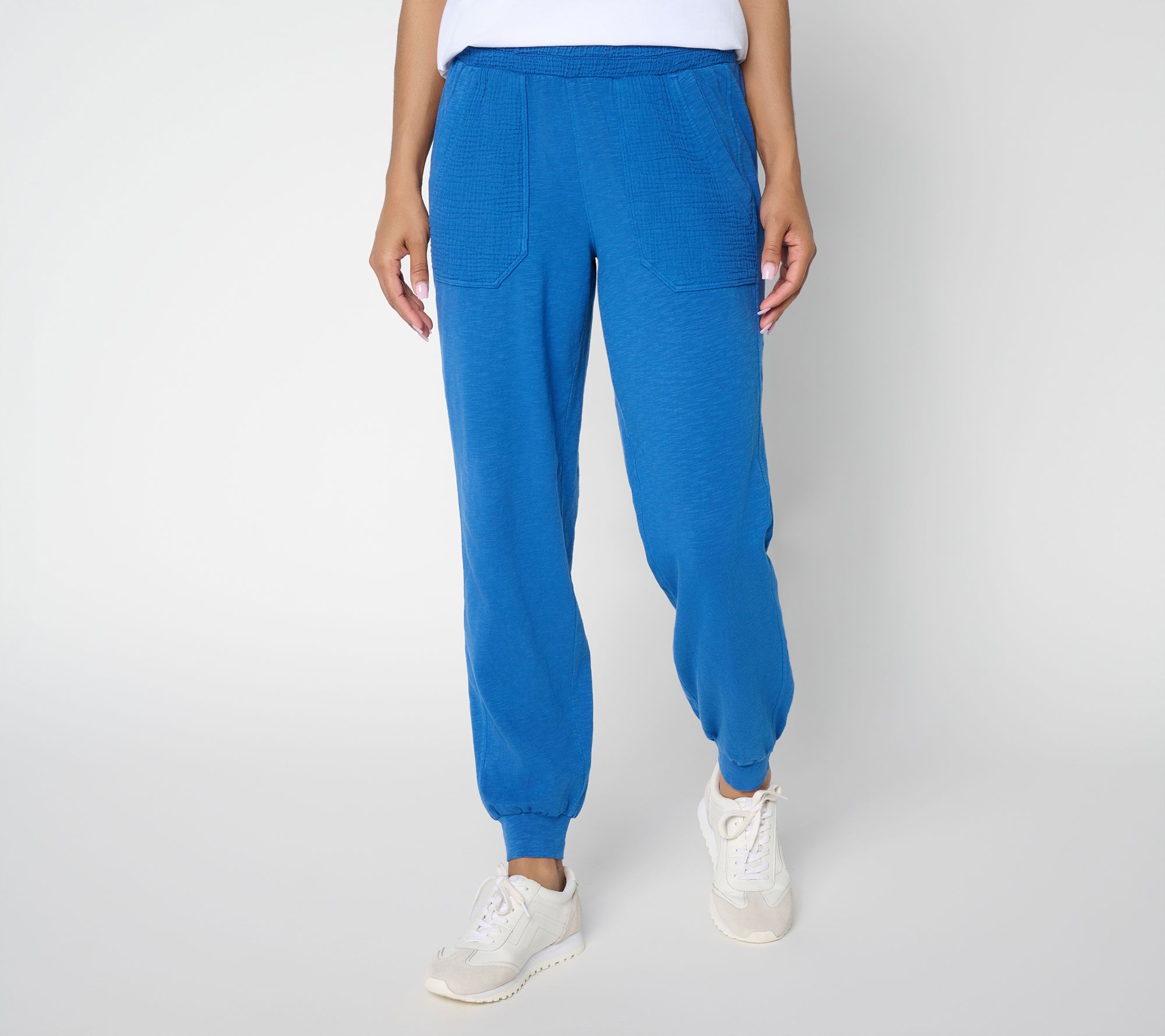 "As Is" AnyBody Regular Washed Cotton Slub Jersey and Gauze Jogger