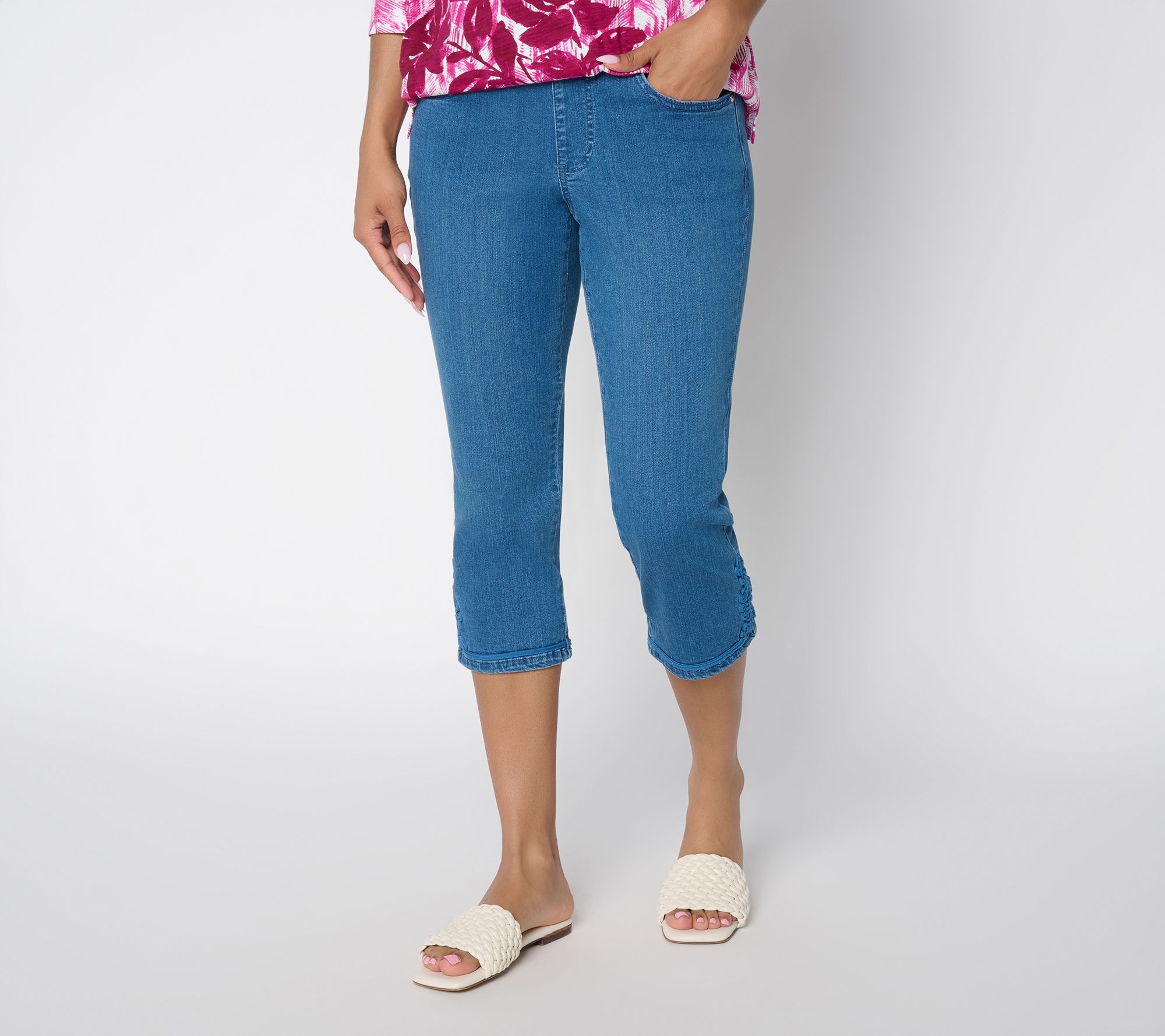 "As Is" Belle by Kim Gravel Petite Denim TripleLuxe Soutache Capri