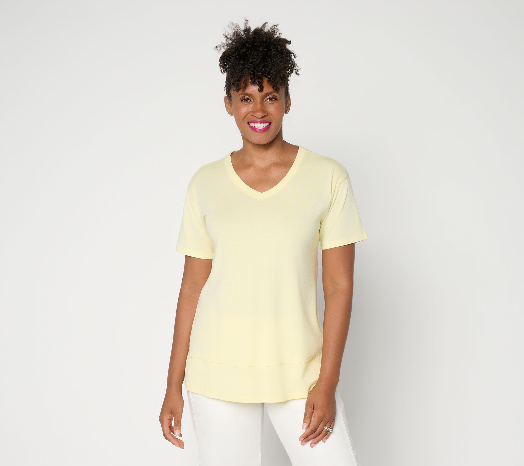 "As Is" LOGO Principles by Lori Goldstein Exposed Seam V-Neck Tee