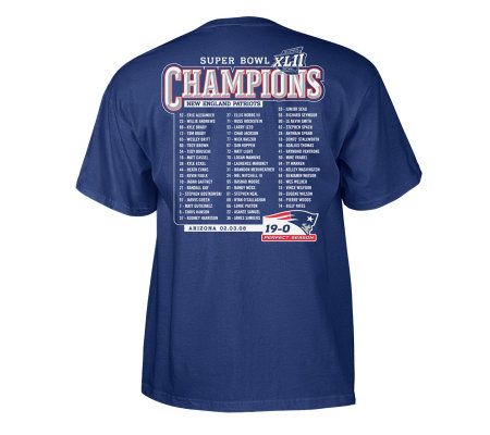 NFL 2007 Patriots Super Bowl XLII Champions Roster T-Shirt 