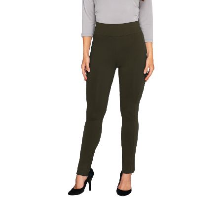 LOGO by Lori Goldstein Regular Knit Pants with Side Seam Panels - QVC.com