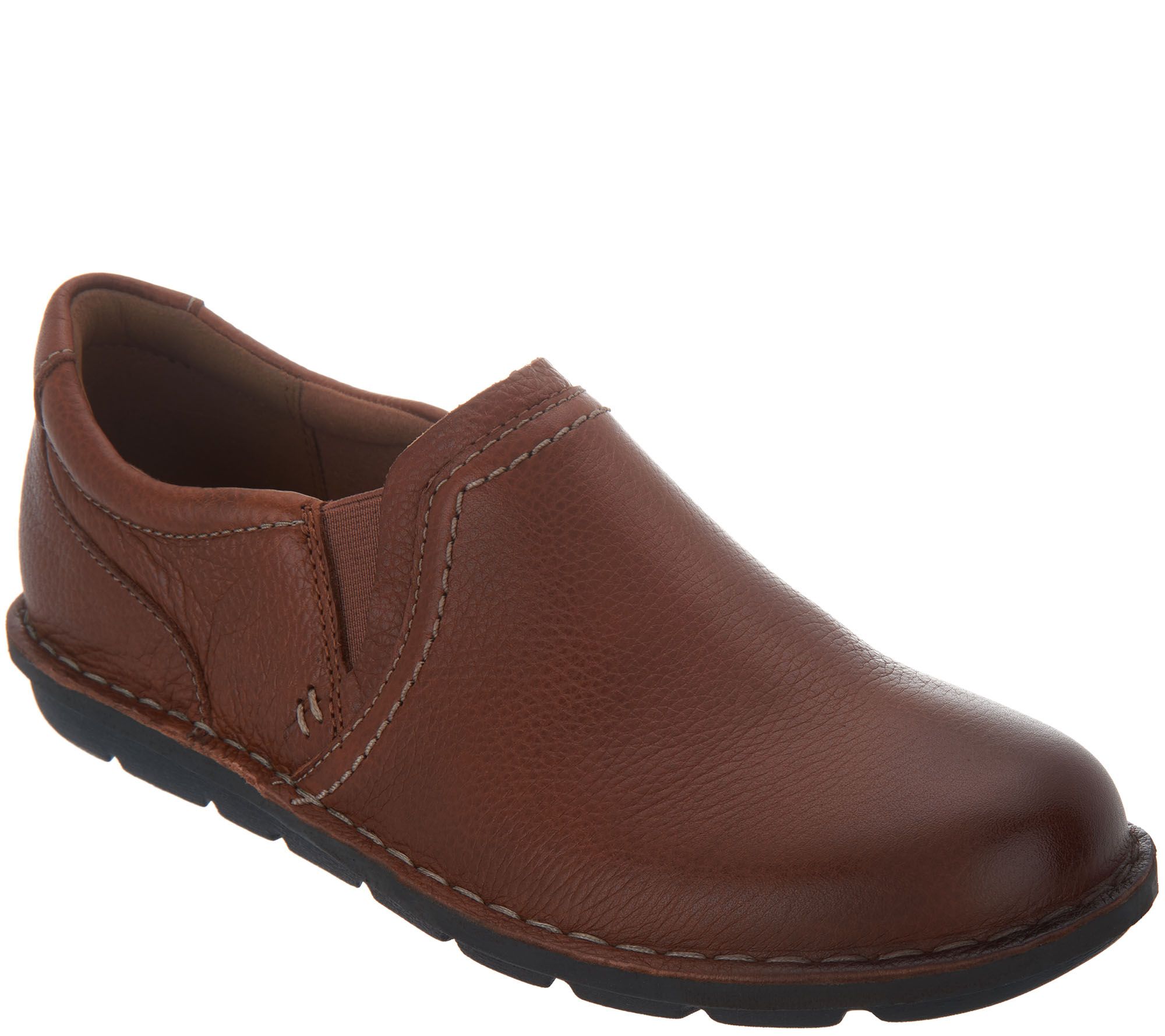 clarks leather slip on clogs