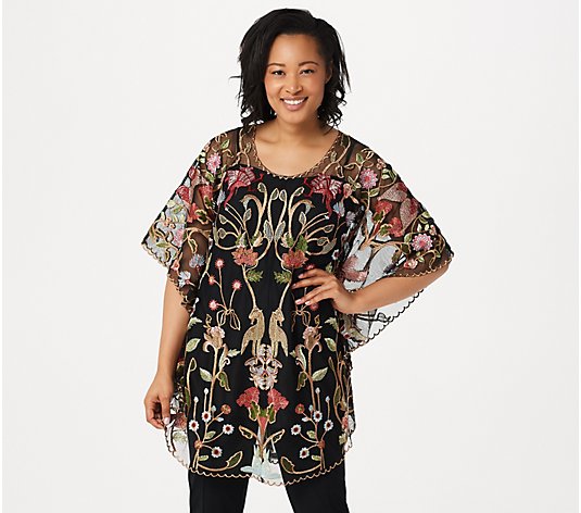 Tolani Collection Embroidered Mesh Caftan Tunic