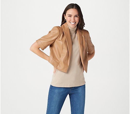 Isaac Mizrahi Live! Special Edition Faux Leather Cropped Jacket