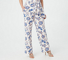  Dennis Basso Printed Luxe Crepe Pull-On Wide-Leg Pants - A377496