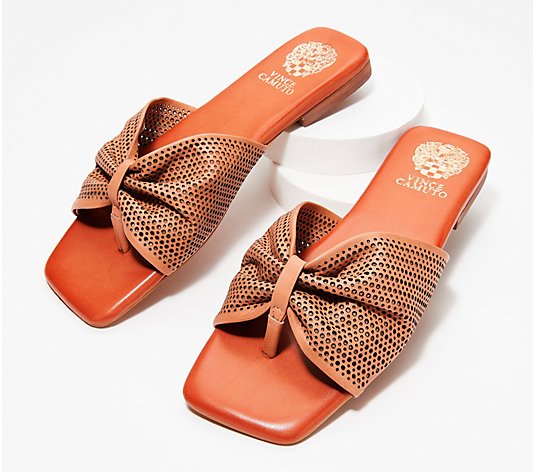Vince Camuto Perforated Leather Thong Sandals - Amahlee
