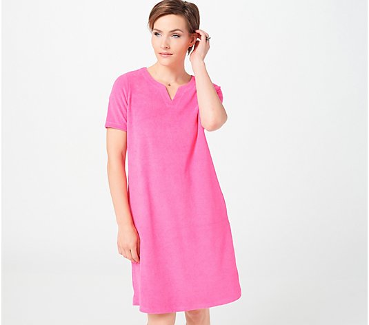 Denim & Co. Knit Terry Short-Sleeve Dress with Pockets