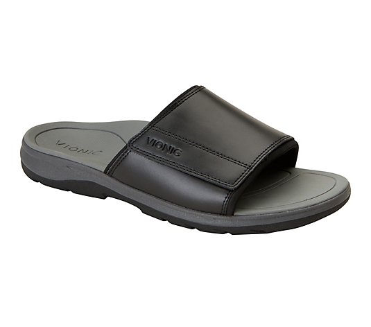 Vionic Men's Leather Slide Sandals - Stanley