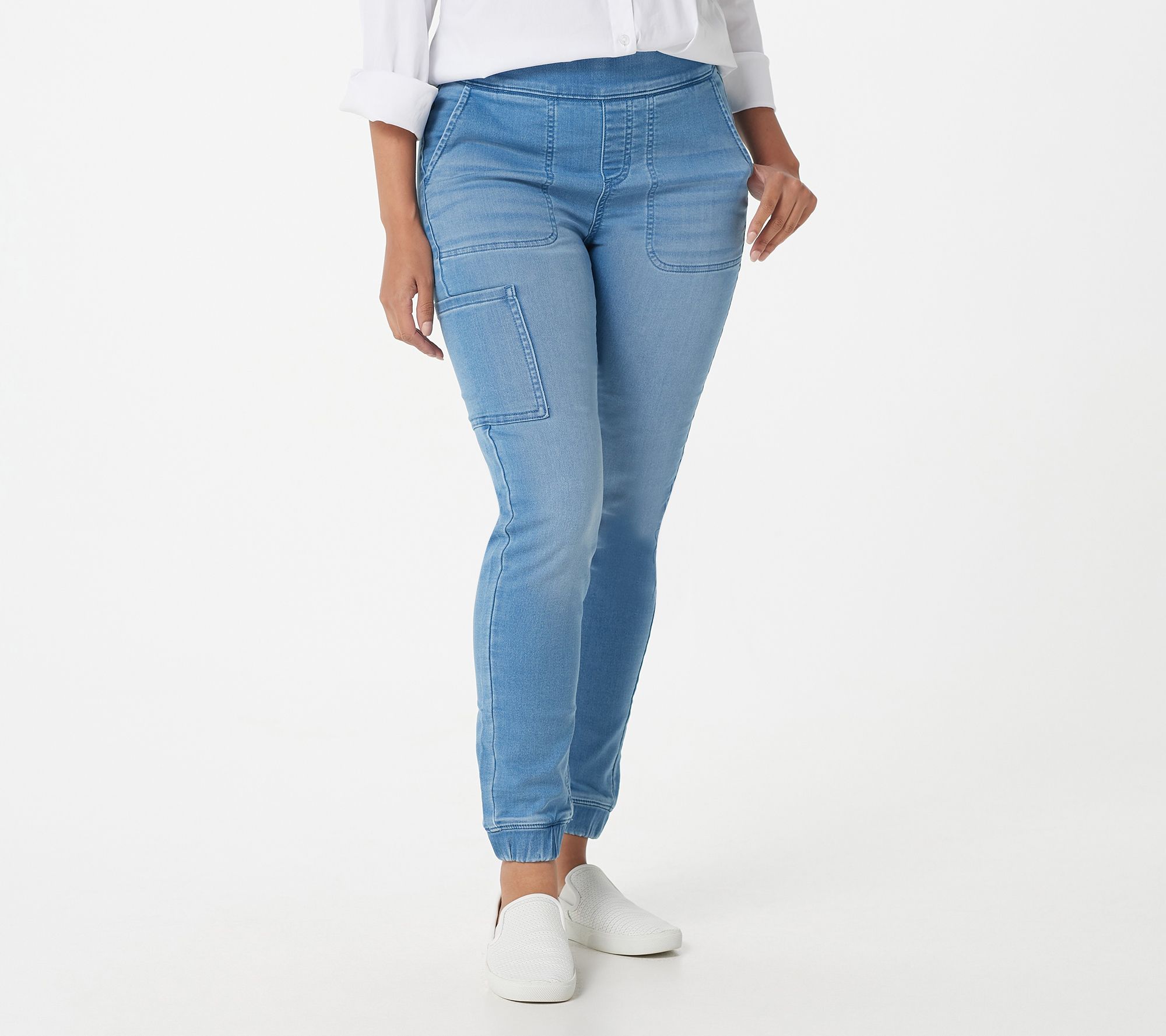 "As Is" Denim & Co. Petite Comfy Knit Jogger with Cargo Pocket