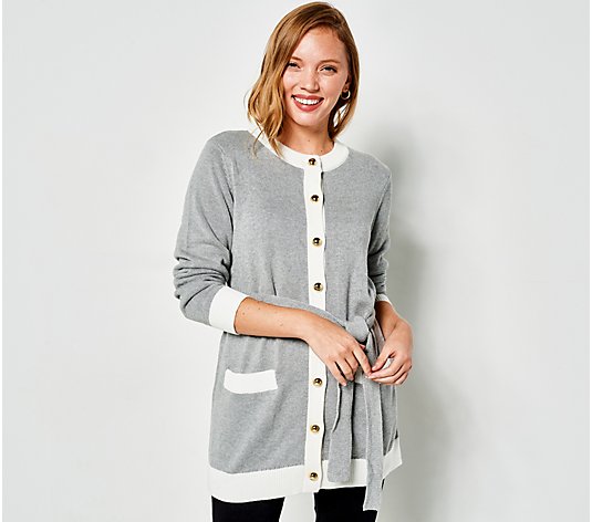 Girl With Curves Gold Button Cardigan