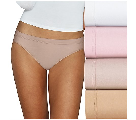 Hanes Set of 4 Pure Comfort Organic Cotton Hi-Cut Panties