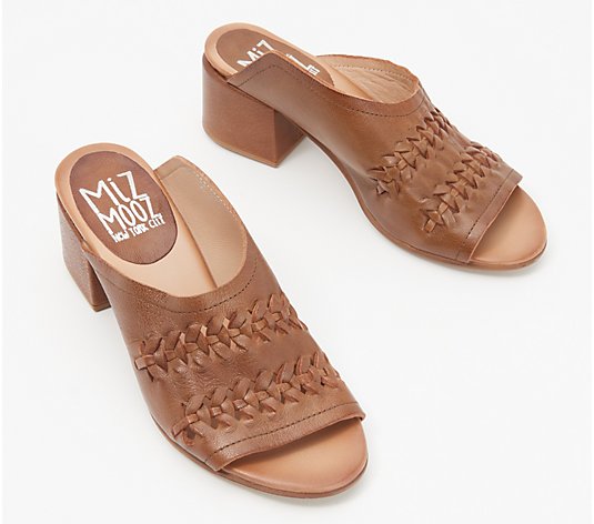 Miz Mooz Leather Slide Heeled Sandals - Briar