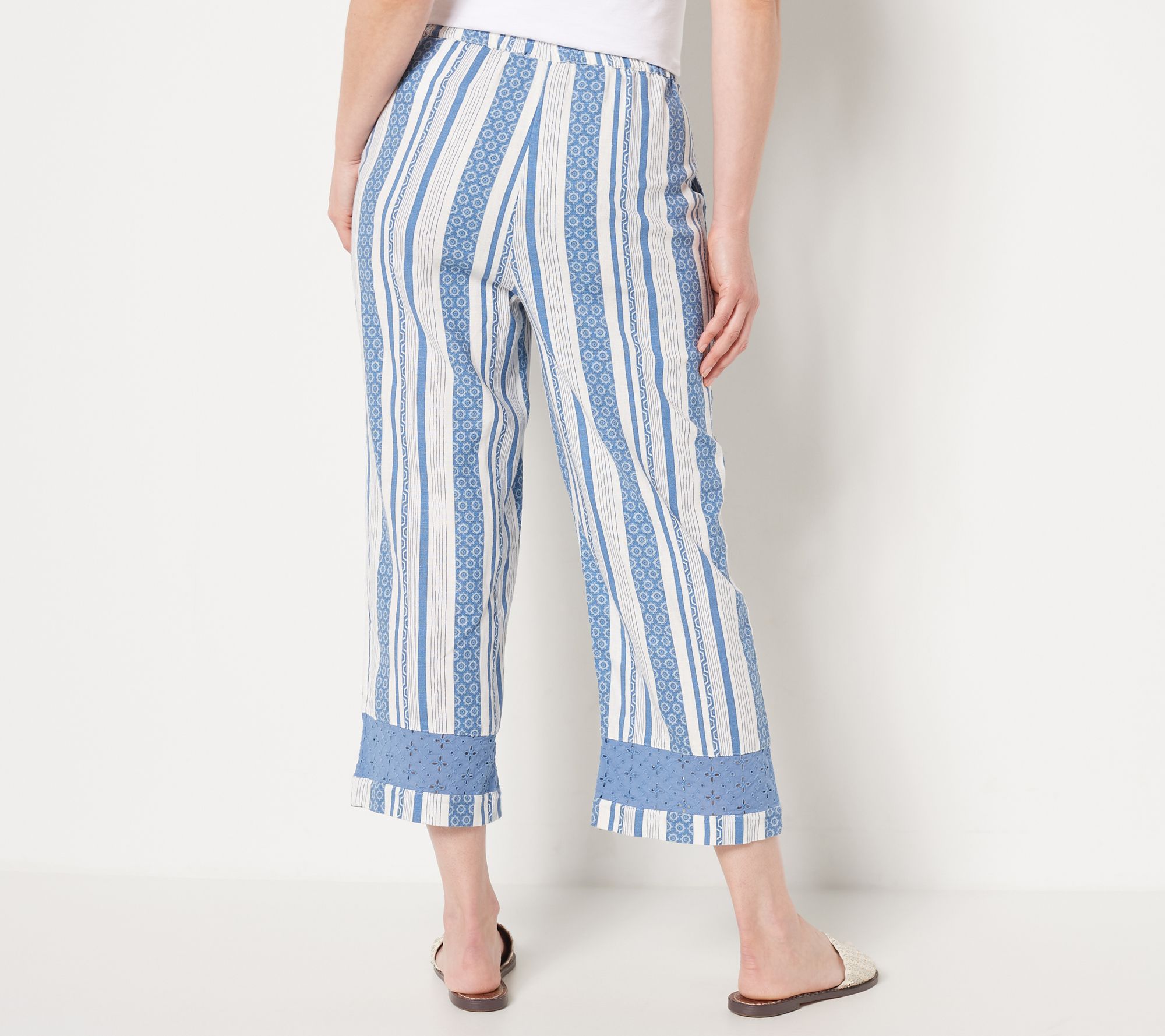 Denim & Co. Naturals Petite Linen Blend Crop Pants - QVC.com