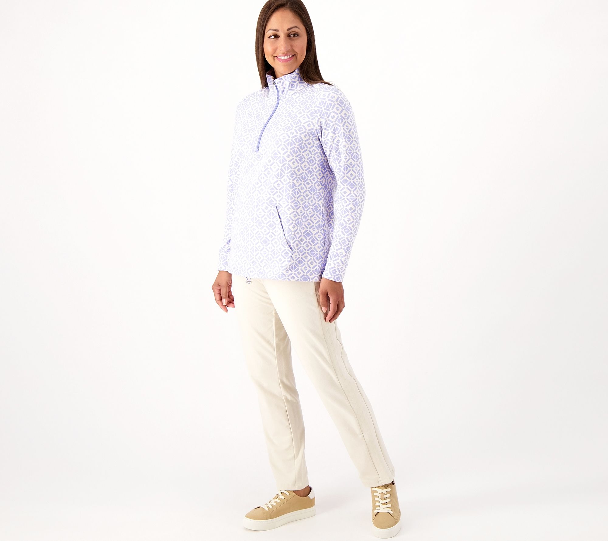 Sport Savvy French Terry Long Sleeve Quarter Zip - QVC.com