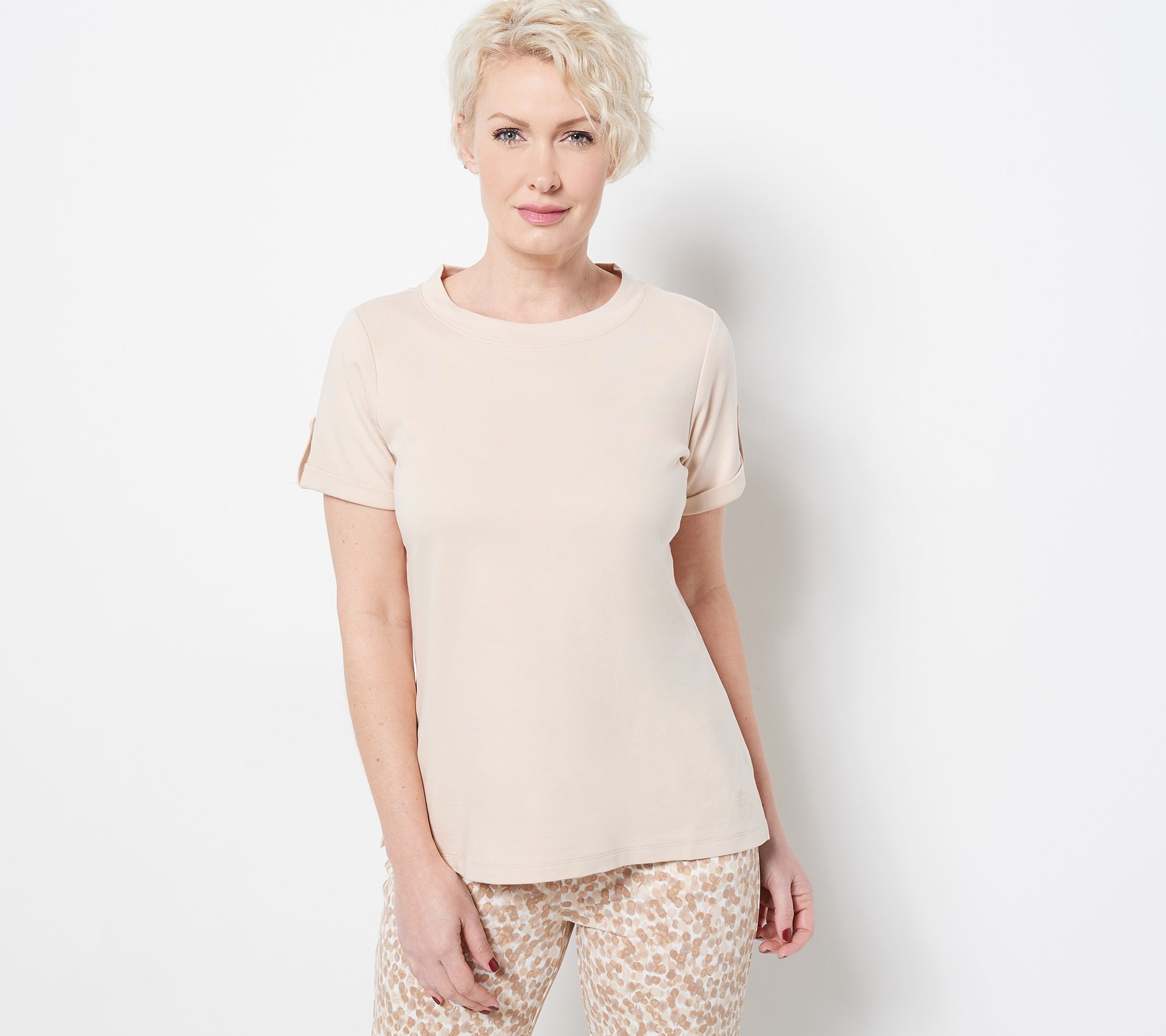 "As Is" Isaac Mizrahi Live! Essentials Pima Cotton Tee with Sleeve