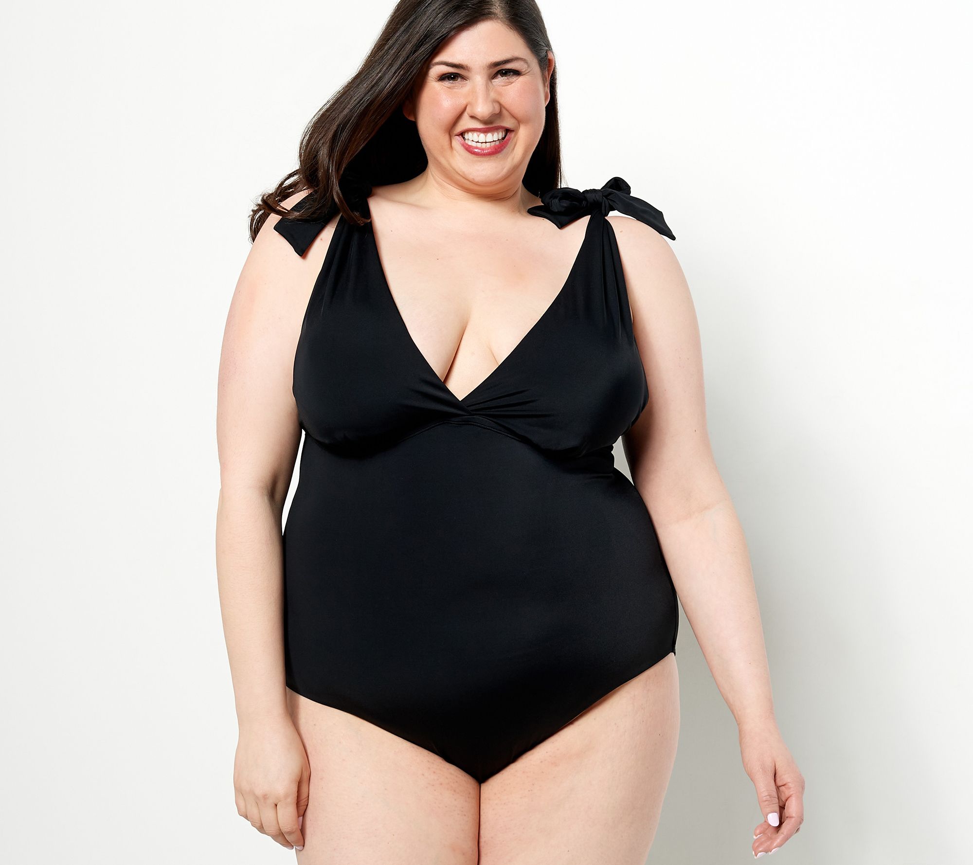 "As Is" Kim Gravel x swimsuits For All TieShoulder 1-Piece Suit