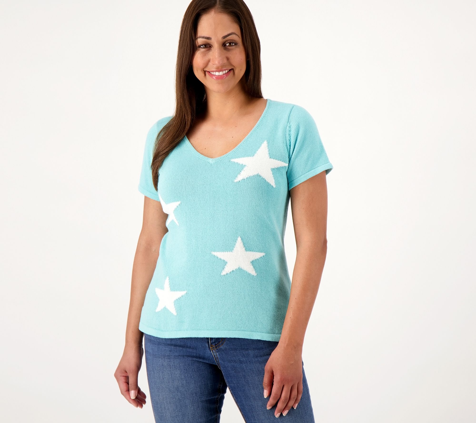 Belle by Kim Gravel Star Short Sleeve Sweater