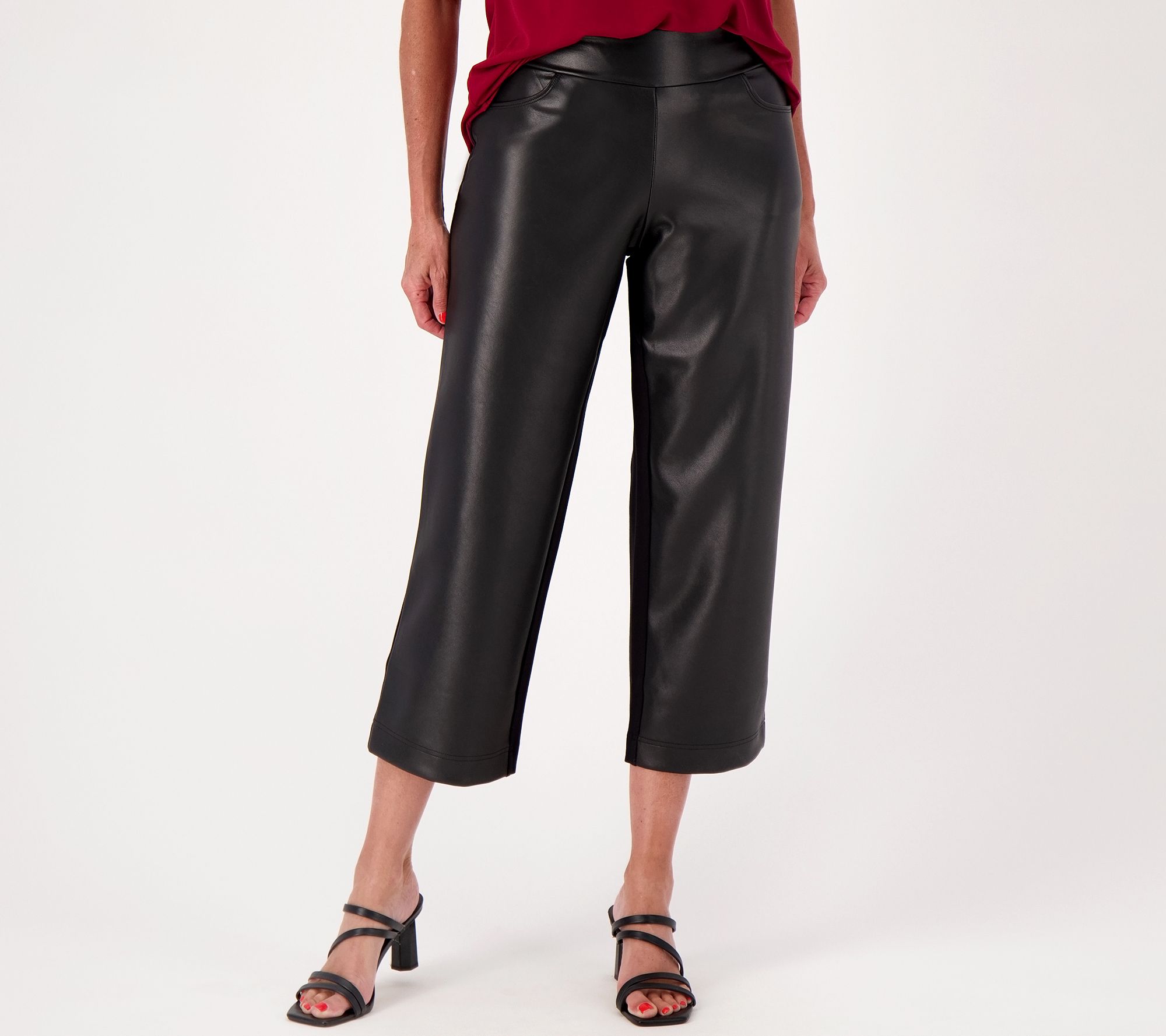 "As Is" Belle by Kim Gravel Petite Faux Leather with Ponte Gauchos