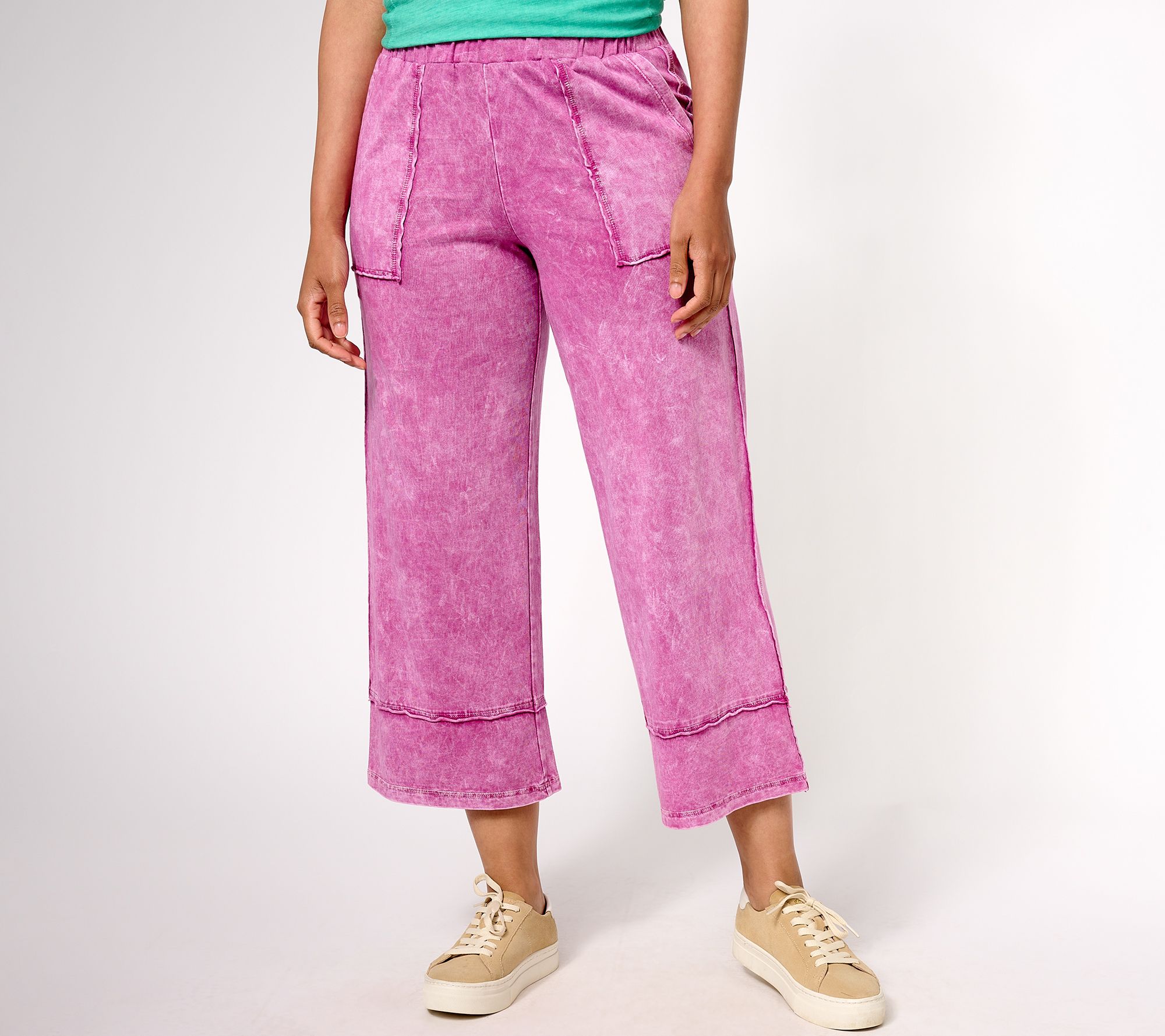 LOGO Lounge by Lori Goldstein Petite Sun Faded Crop Pant - QVC.com