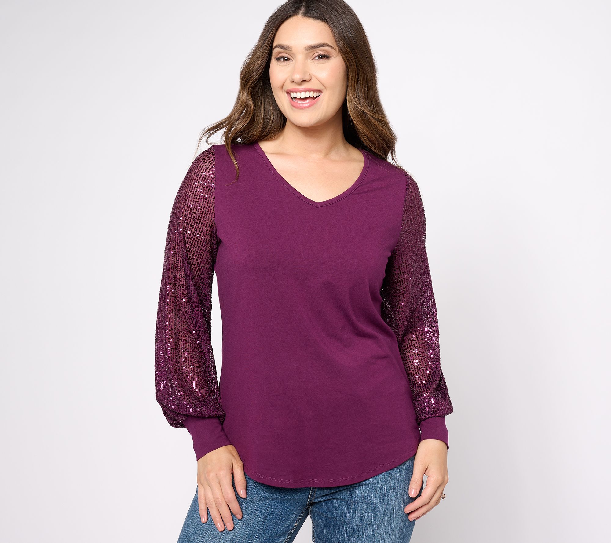 Ashley Stewart Plus Size Burgundy Multi-Print Tunic Shirt (Size 22/24)