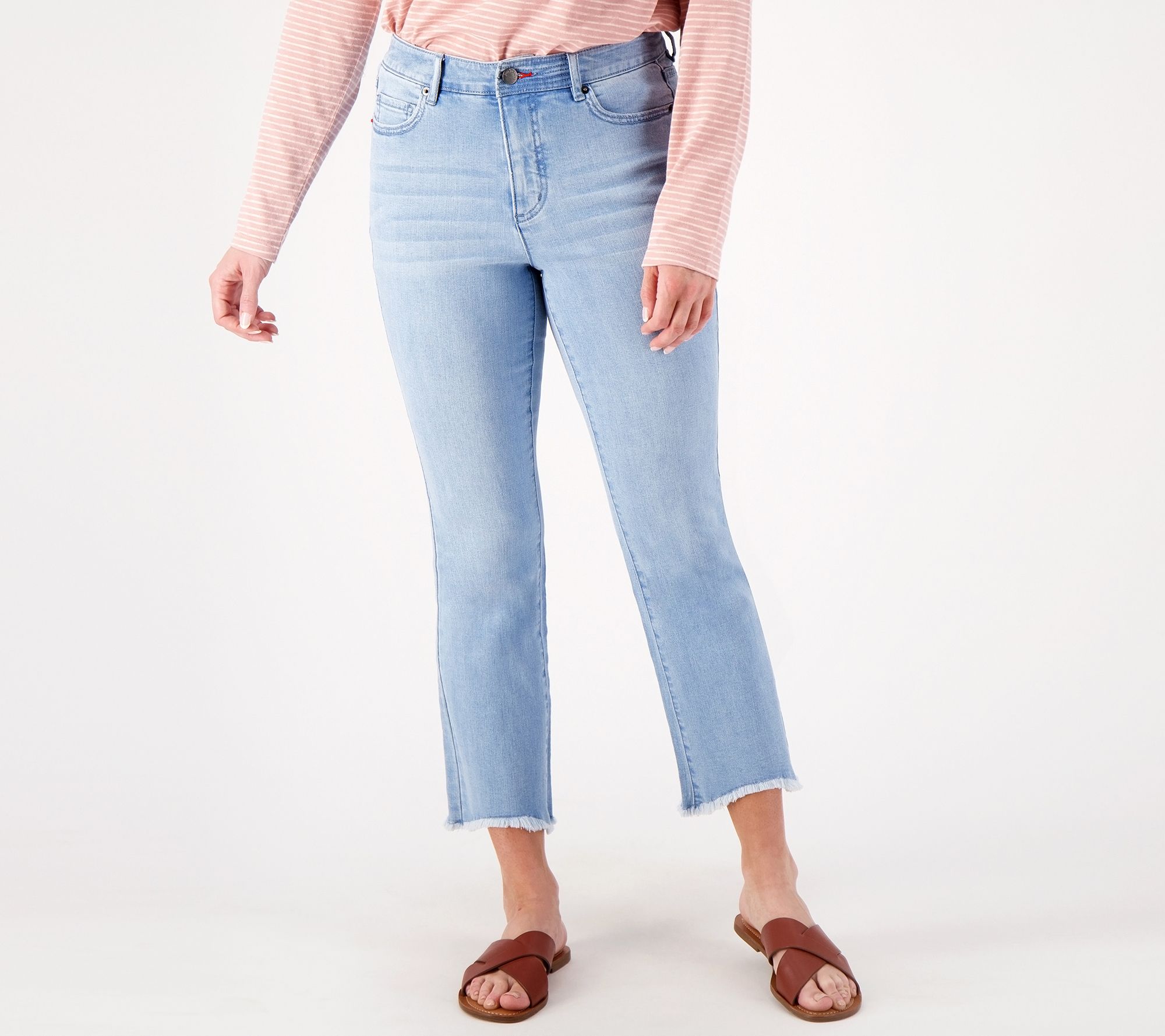 "As Is" Peace Love World Petite Slim Straight Raw Hem Jeans