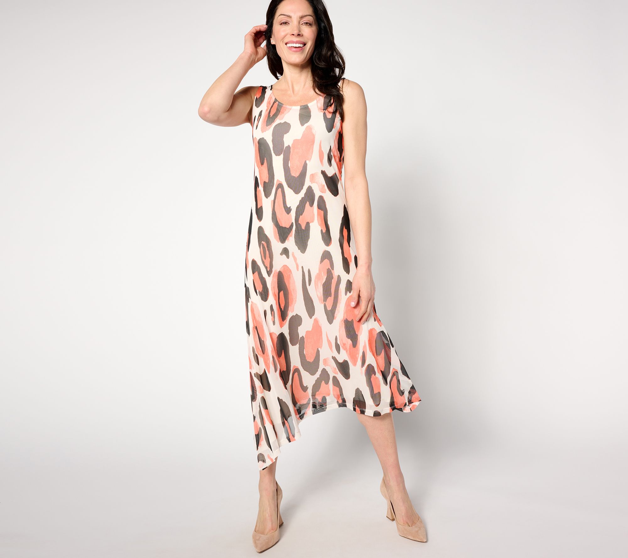 Attitudes by Renee Petite Triple Mesh Asymmetric Hem Dress