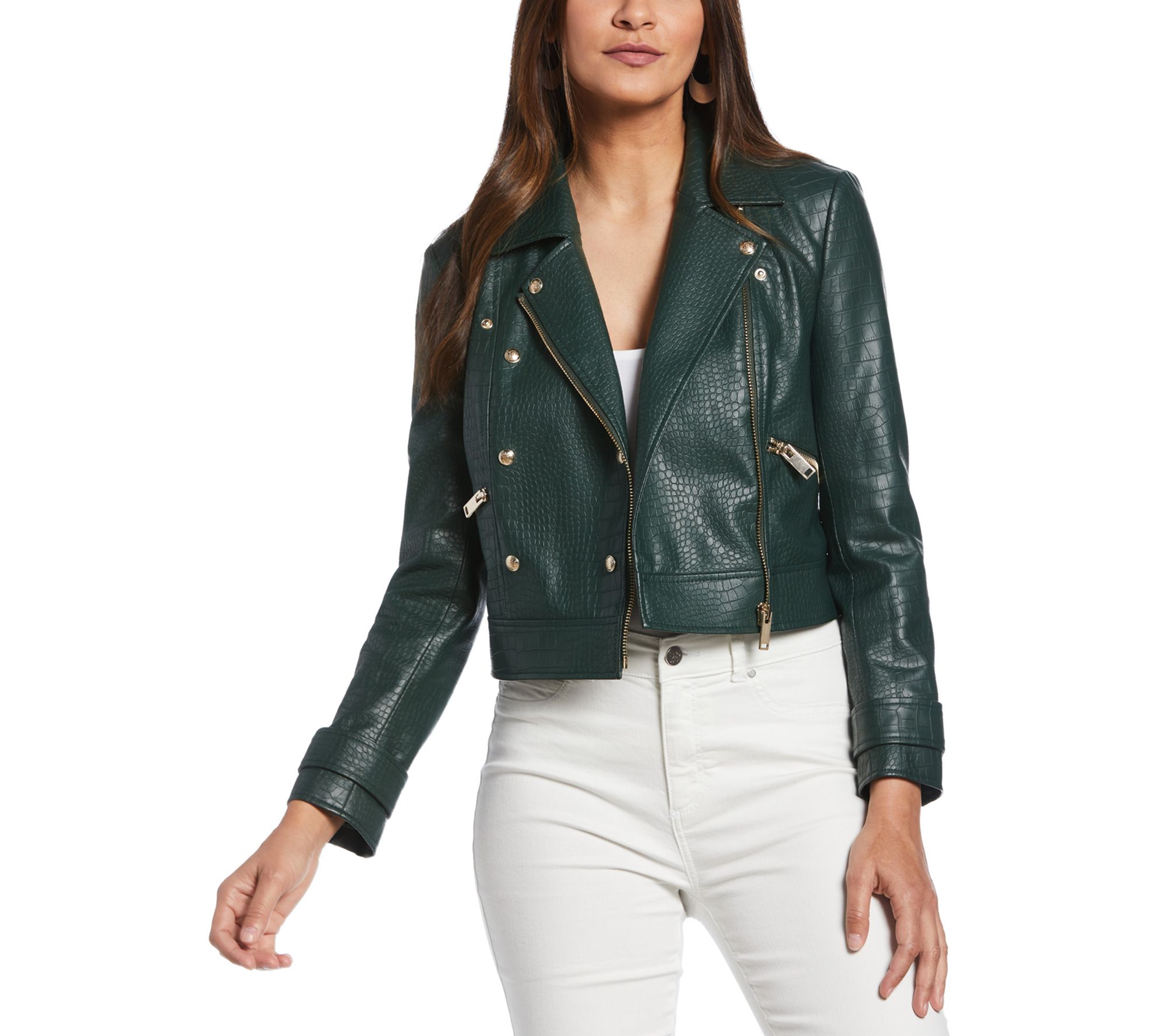 Ella Rafaella Faux Leather Moto Jacket - QVC.com