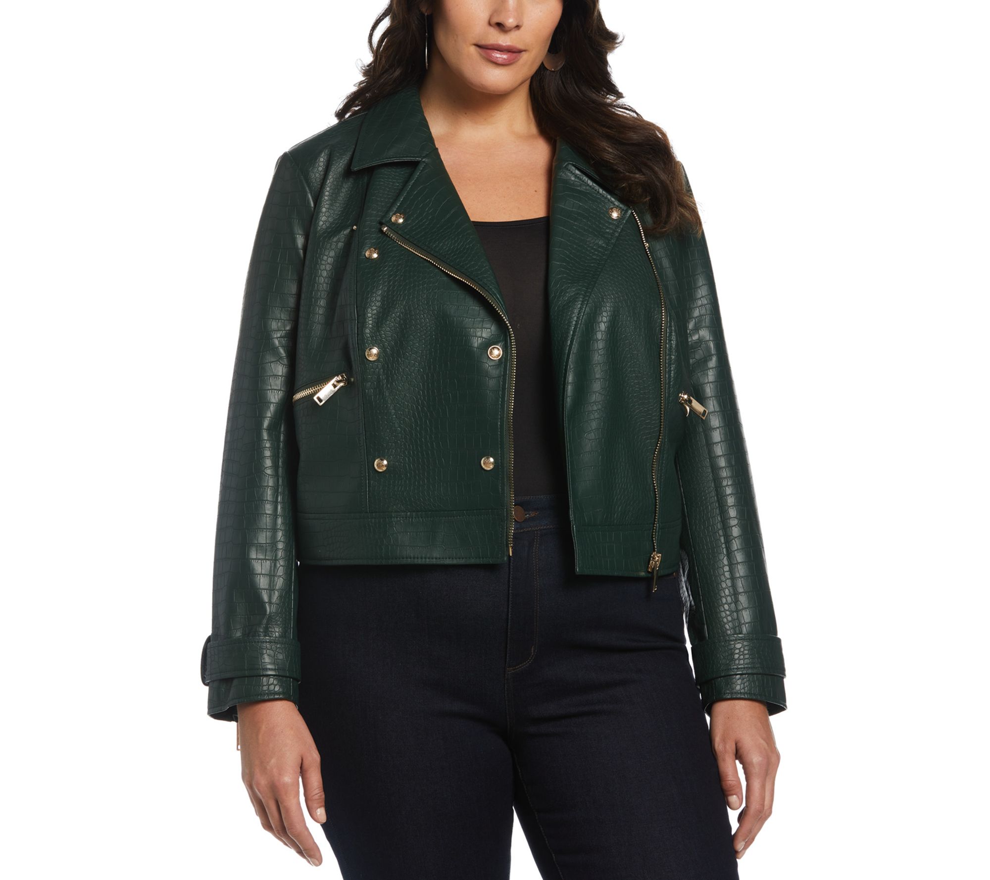 Ella Rafaella Faux Leather Moto Jacket - QVC.com